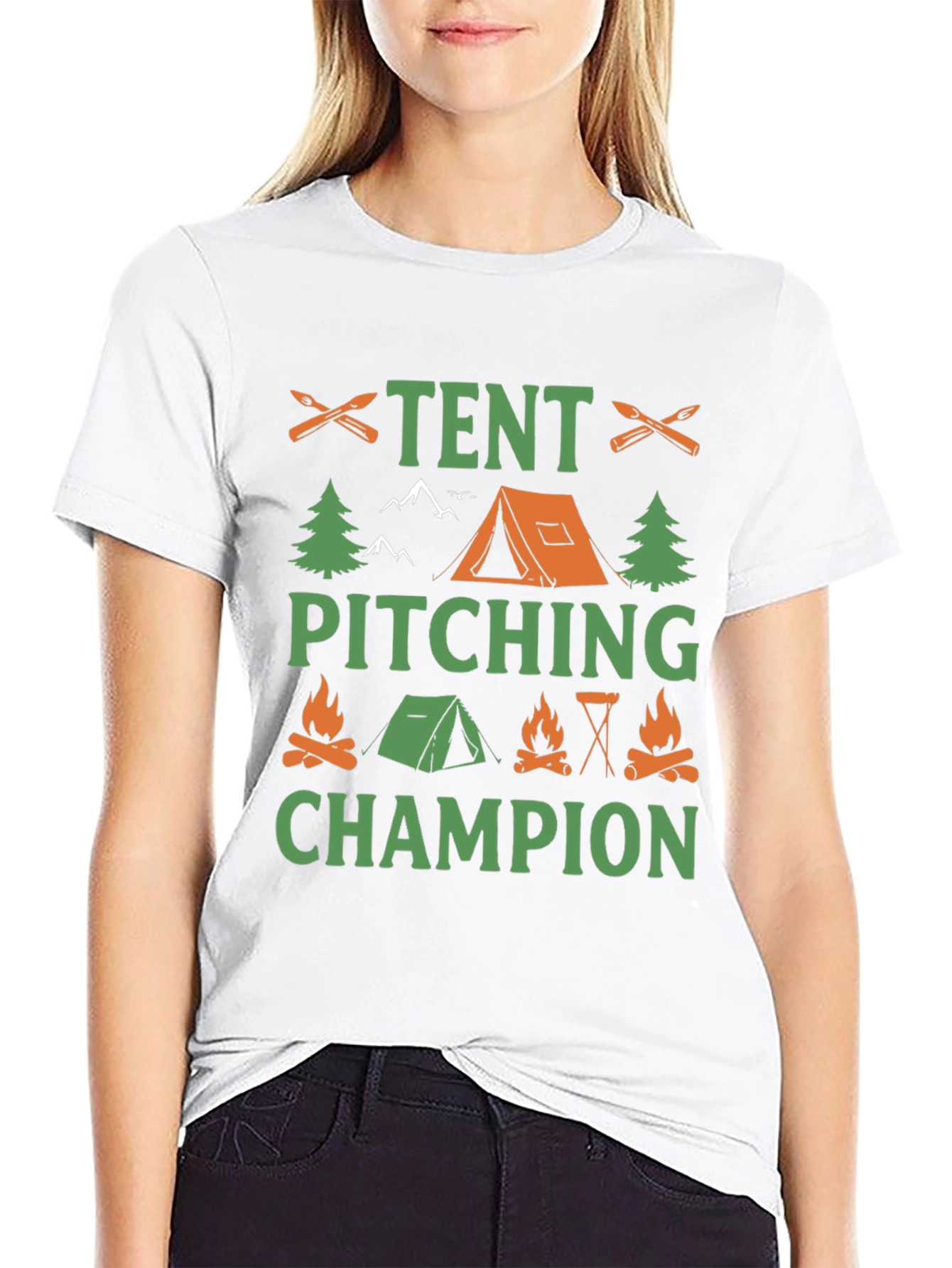 Black Tent Pitching Champion Camping T-Shirt view 9