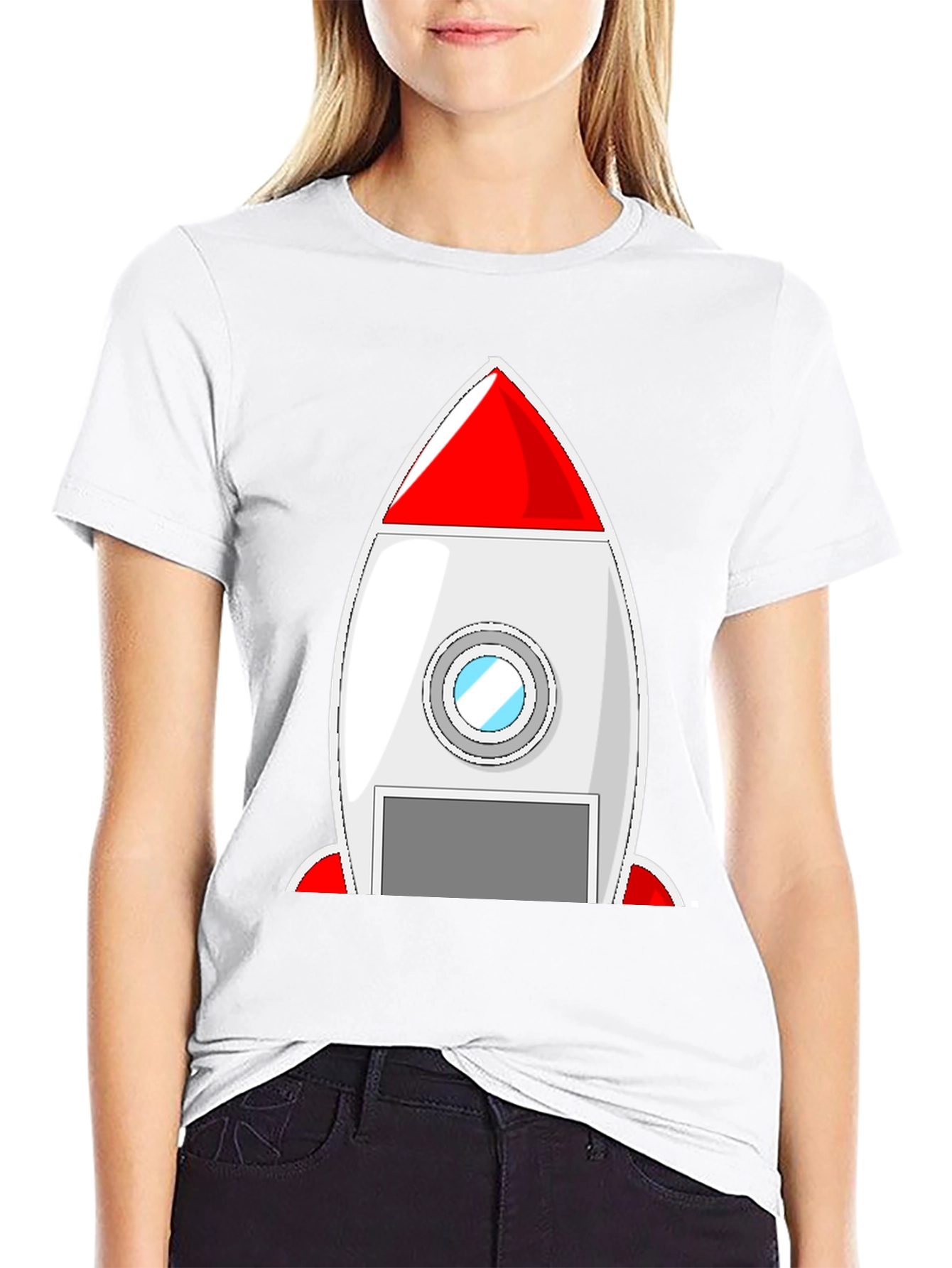 Black Rocket Ship Graphic Tee - Blast Off in Style! view 9