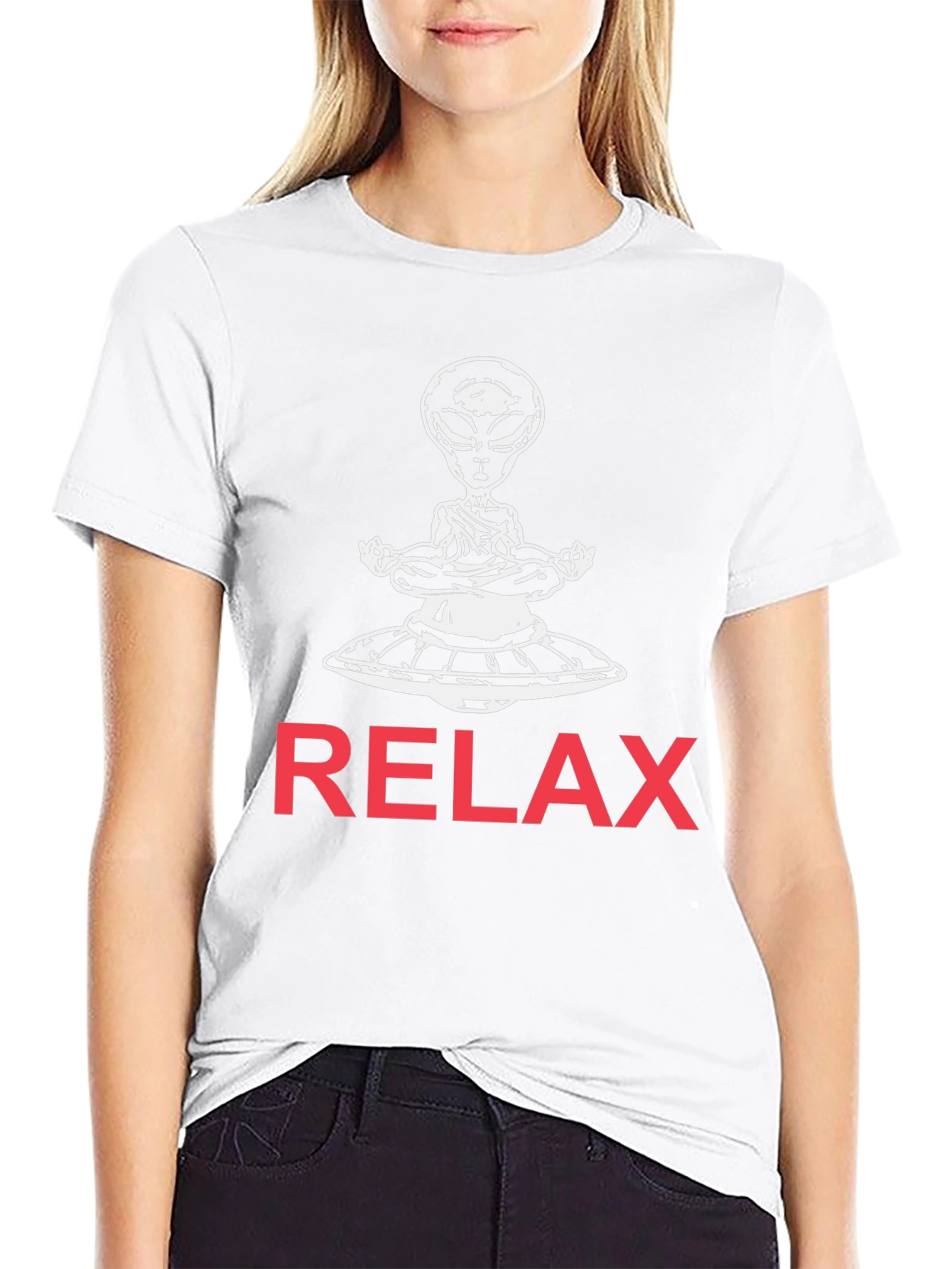 Black Relax Alien T-Shirt -  UFO Meditation Tee view 9