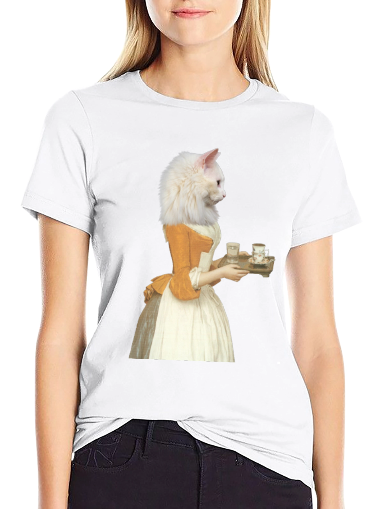 Black Cat Marie Antoinette Graphic T-Shirt view 9