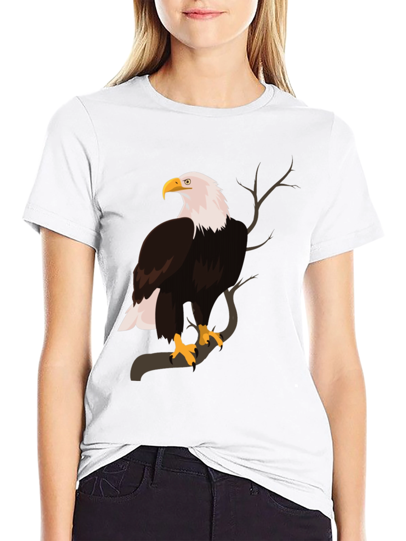 Black Bald Eagle Graphic Print T-Shirt view 9