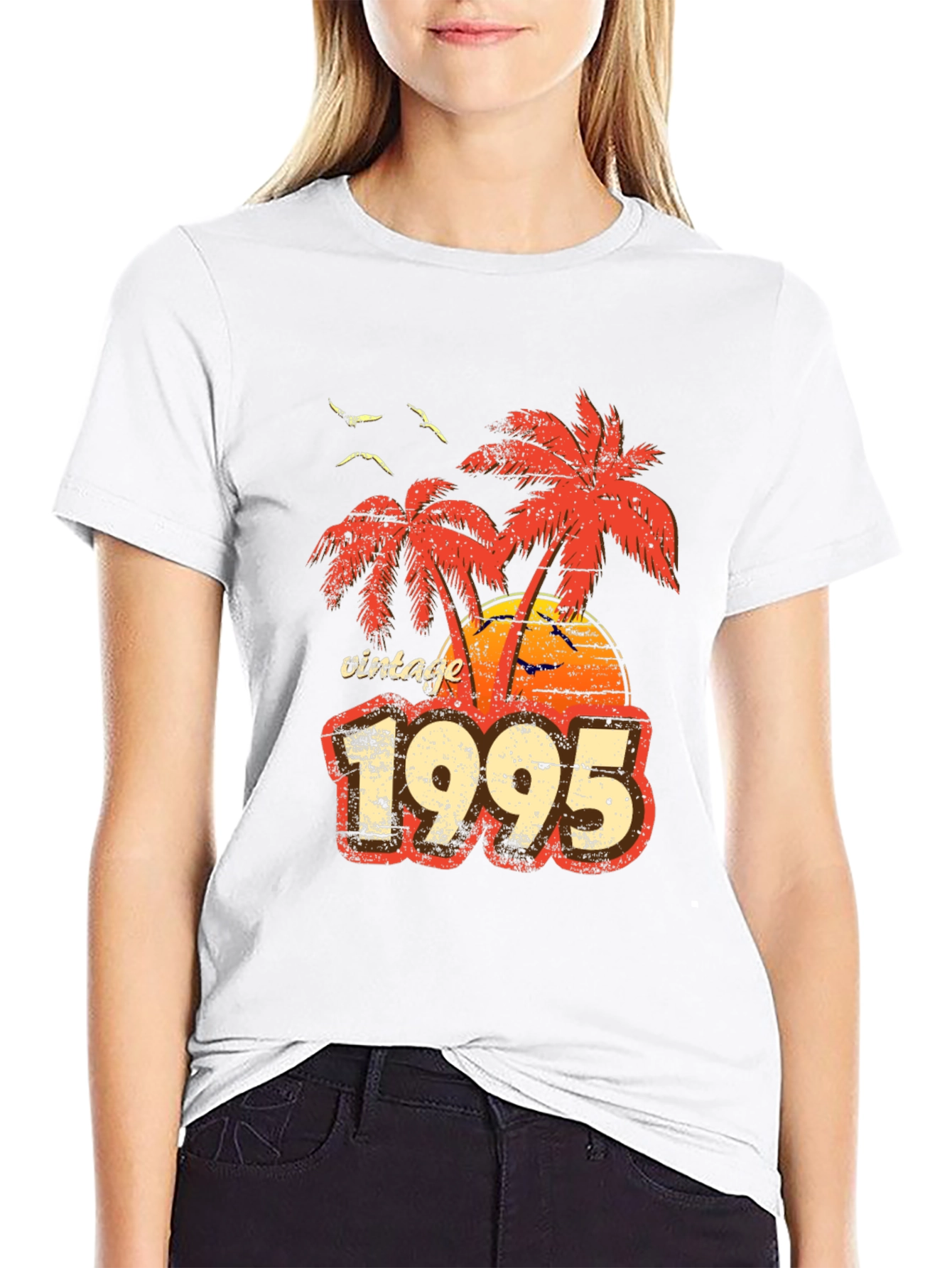 Black Vintage 1995 Palm Tree Graphic T-Shirt view 9