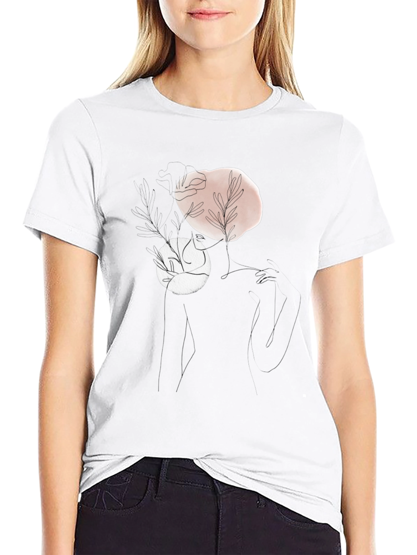 Black Abstract Line Art Graphic T-Shirt view 9