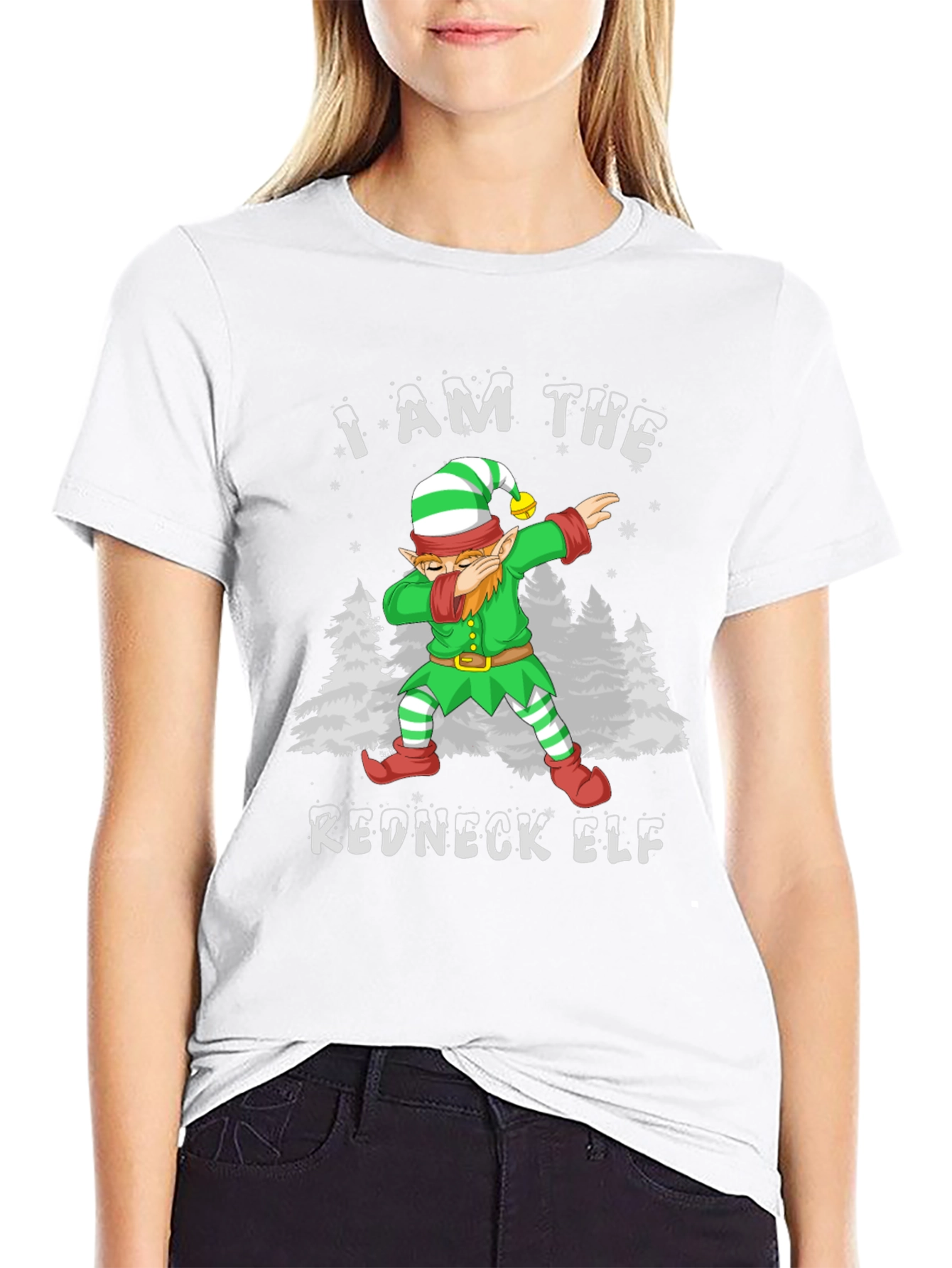 Black I Am The Redneck Elf Dabbing Funny T-Shirt view 9