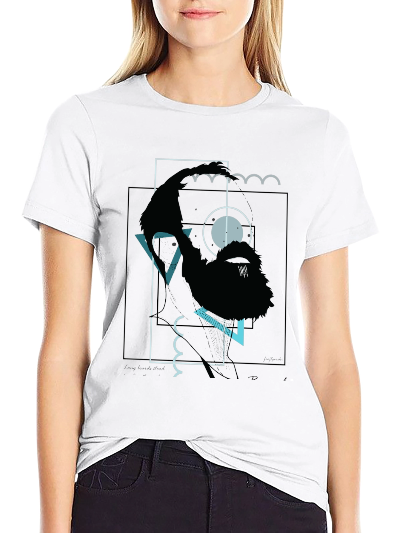 Black Abstract Bigfoot Graphic Tee - Black Cotton Blend view 9