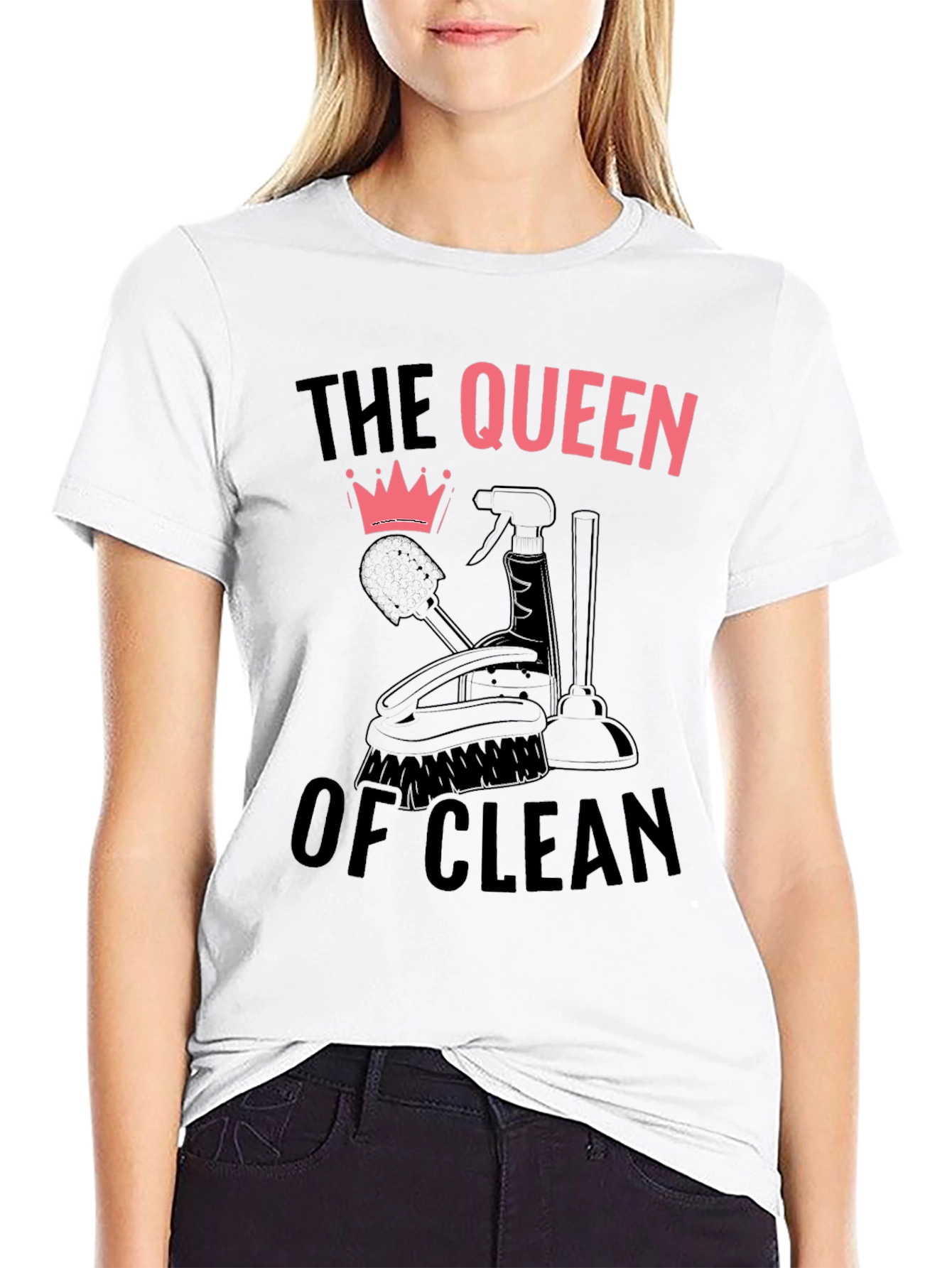 Black Queen of Clean Black Graphic T-Shirt view 9