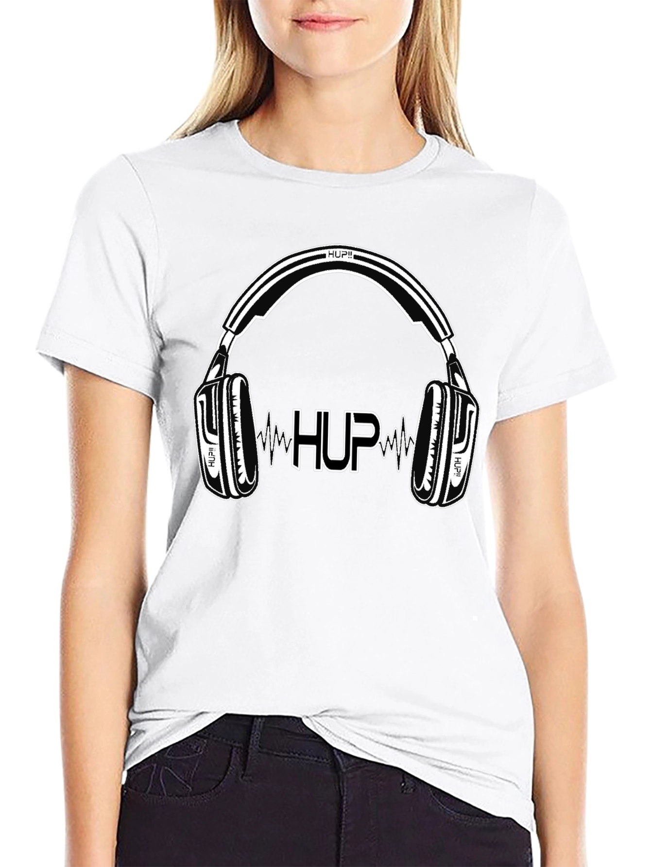 Black HUP Headphones Black Graphic T-Shirt view 9