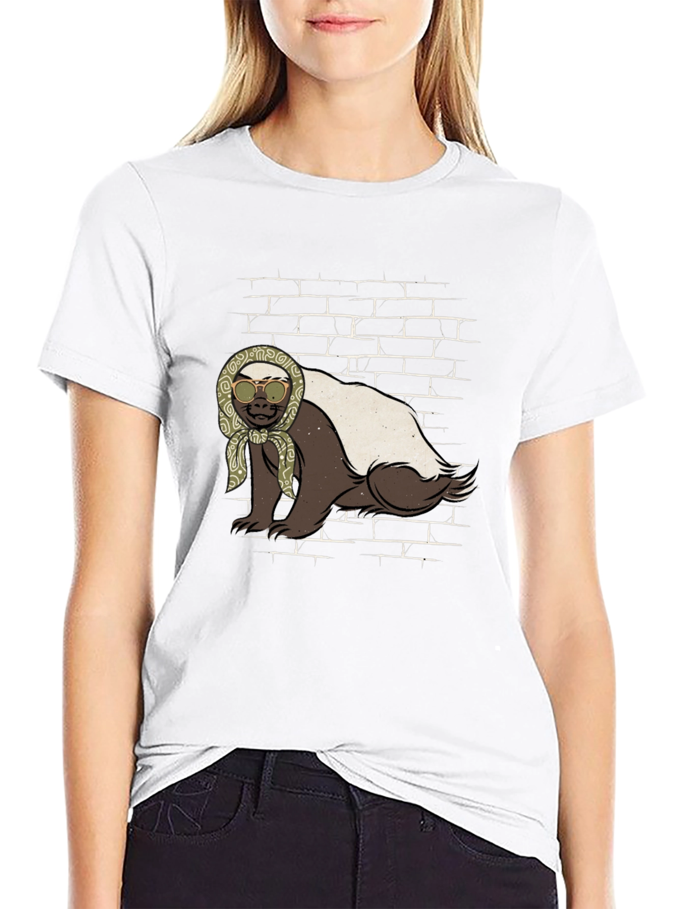 Black Honey Badger T-Shirt - Babushka Style view 9