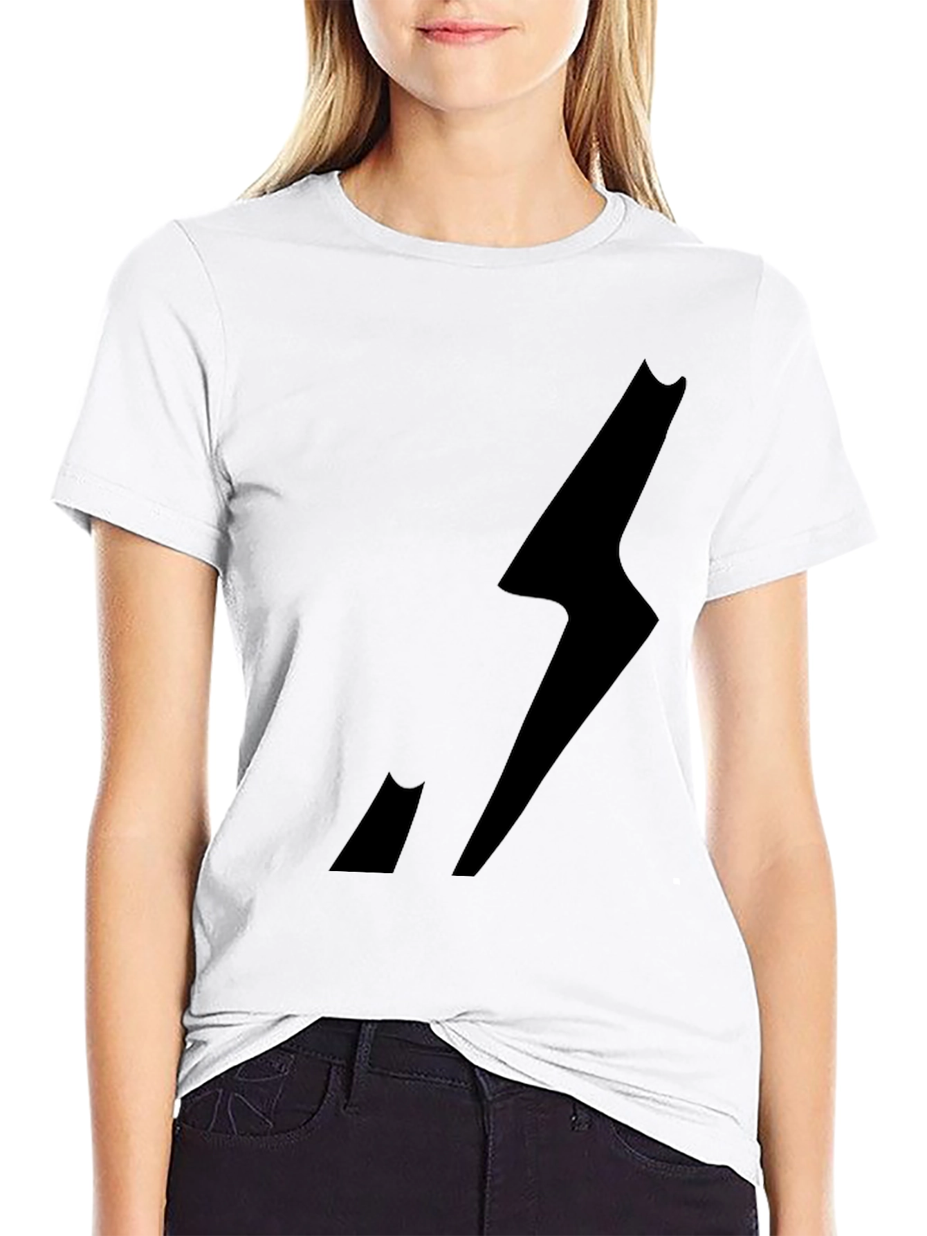 Black Men's Black Graphic Tee - Lightning Bolt Design view 9