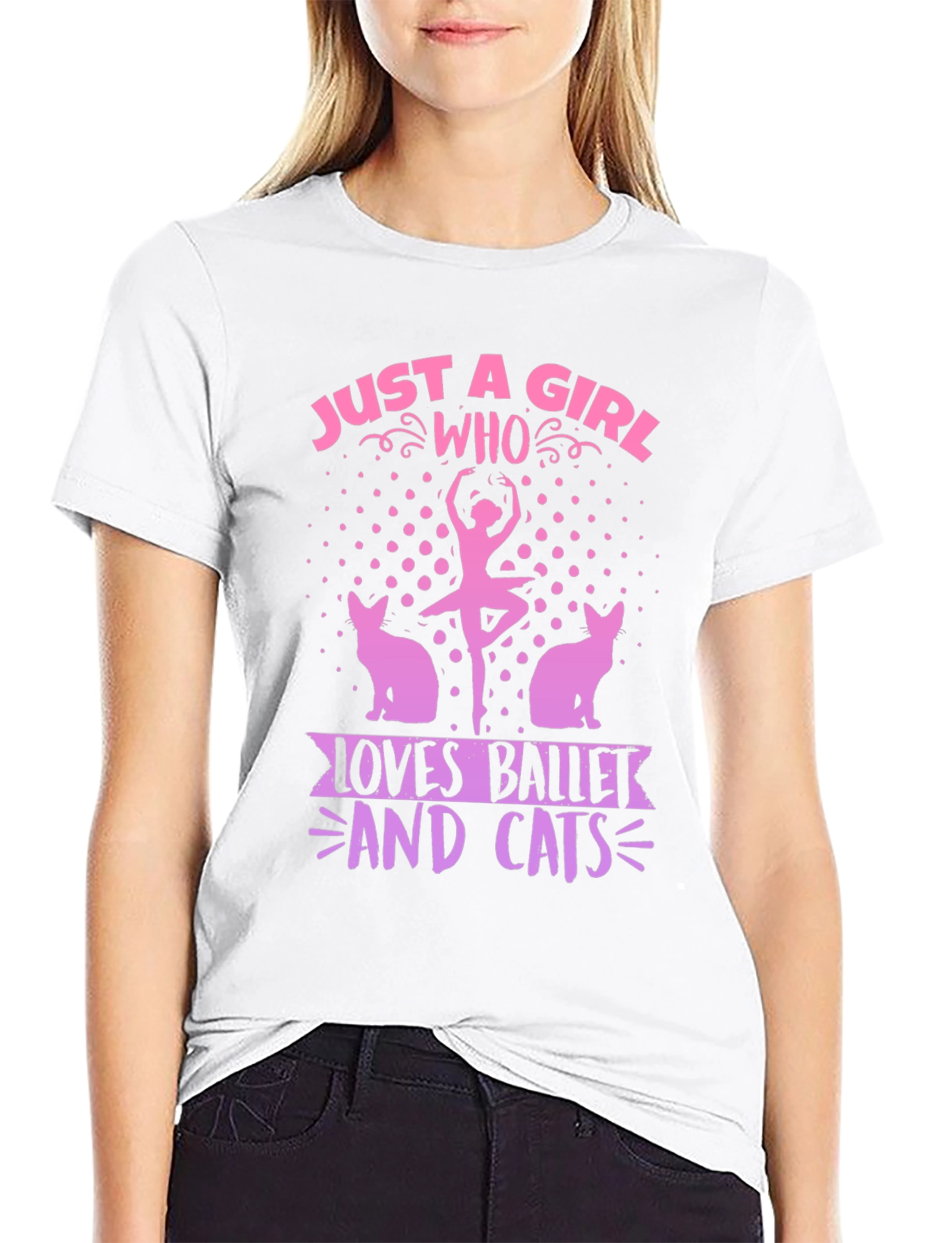 Black Ballet & Cats Graphic Tee - Just a Girl Who Loves... view 9