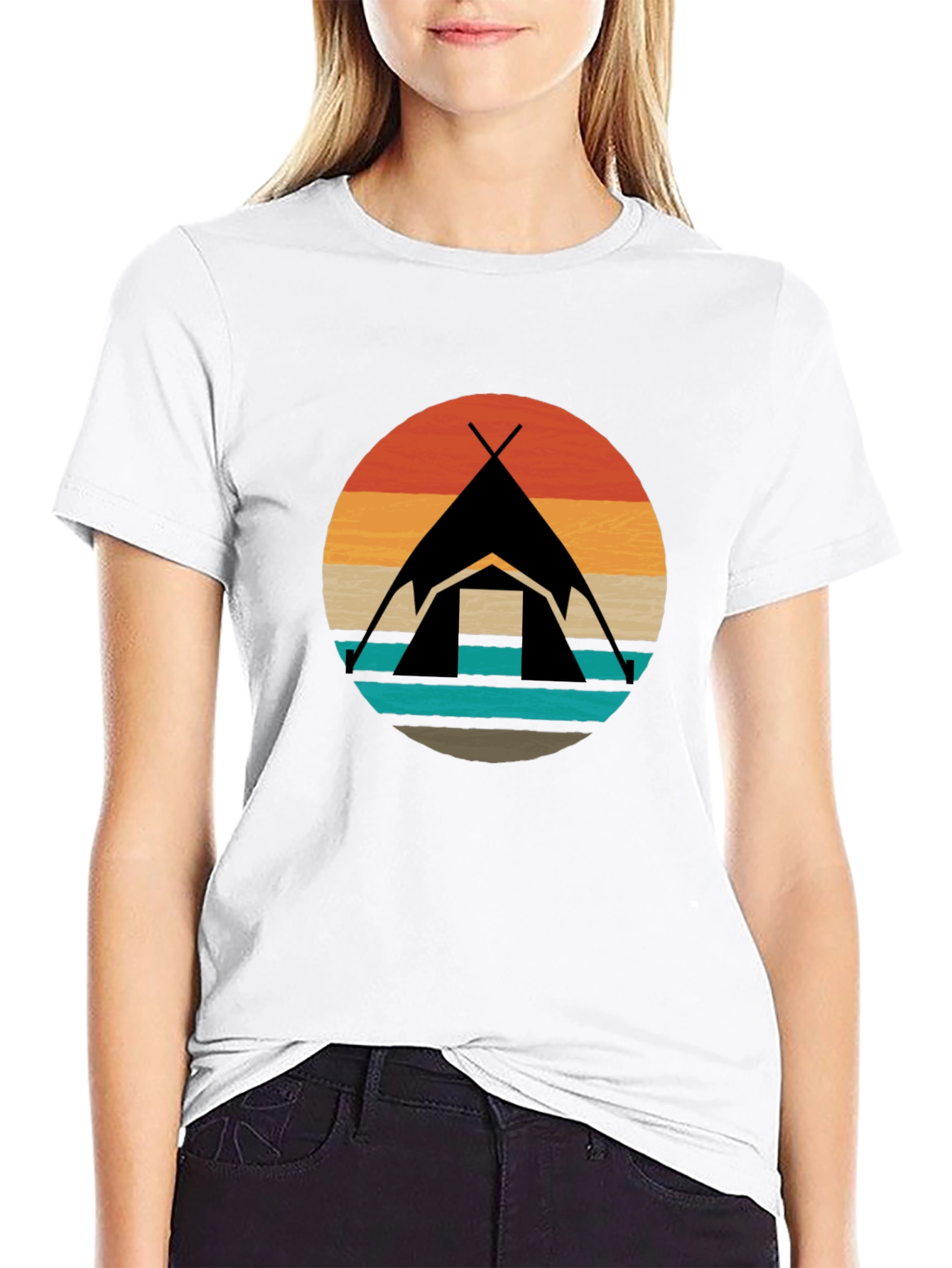 Black Retro Camping Tent Graphic Tee - Black view 9