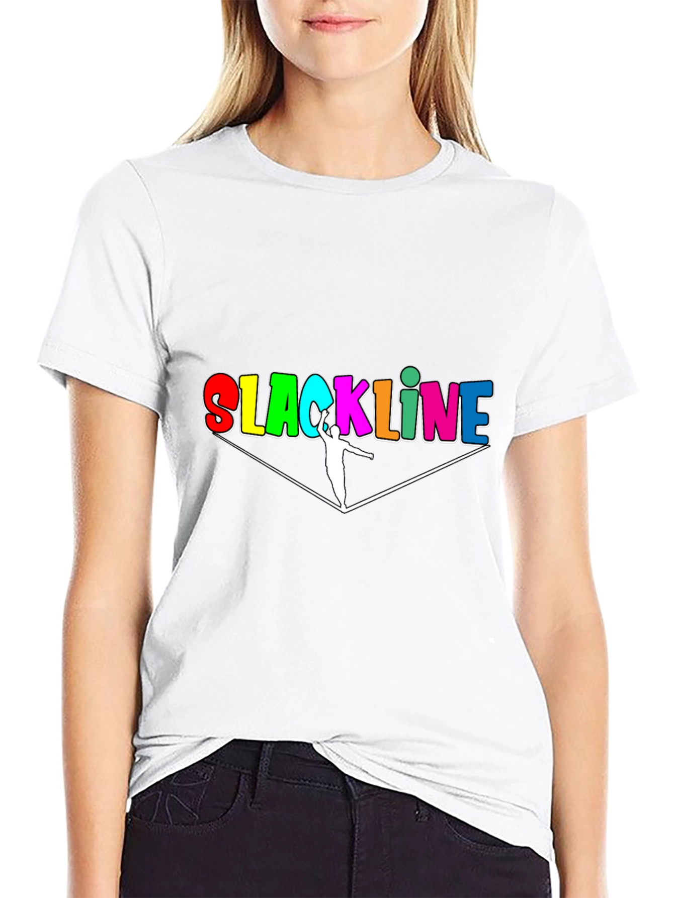 Black Slackline T-Shirt - Colorful Design view 9