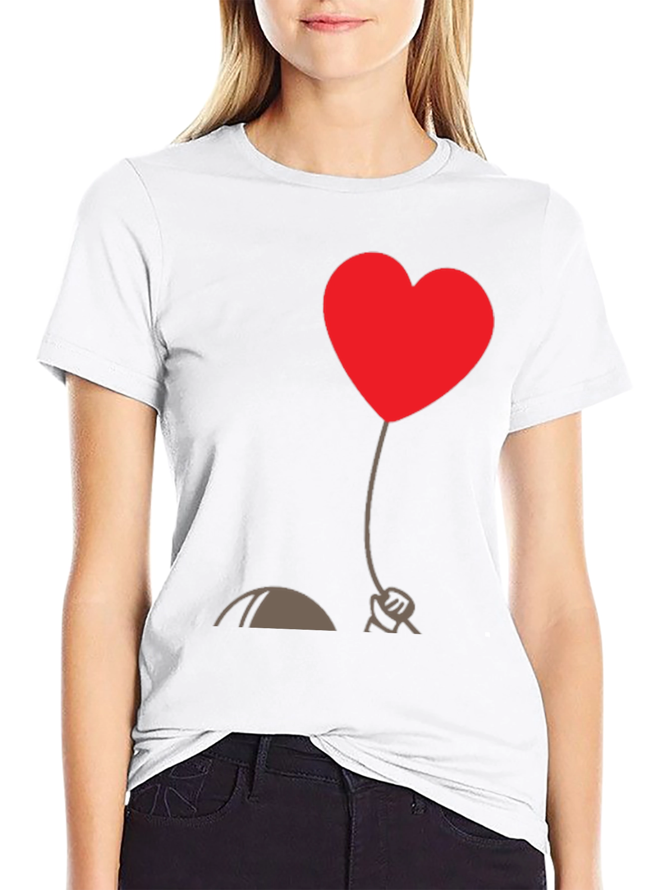 Black Heart Balloon Graphic Tee - Stylish Black T-Shirt view 9