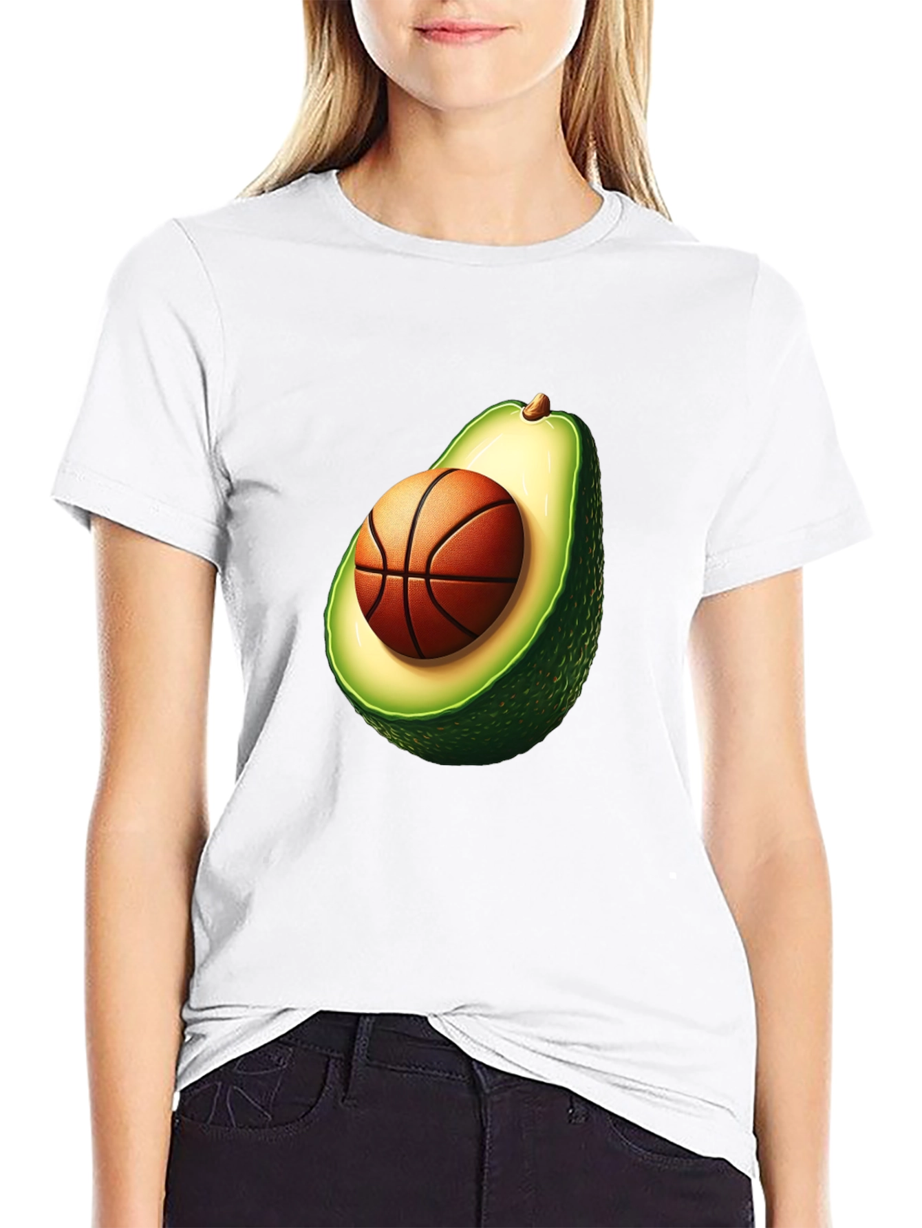 Black Avocado Basketball Graphic Tee - Unique Men's T-Shirt view 9