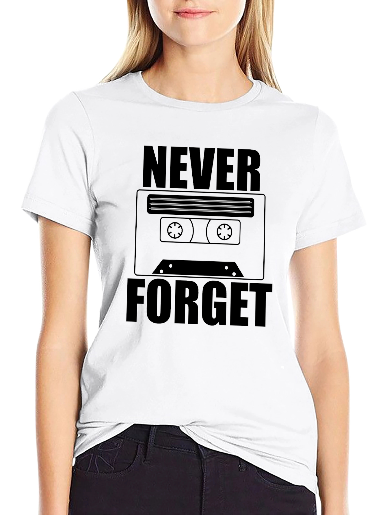 Black Retro Cassette Tape T-Shirt - Never Forget view 9
