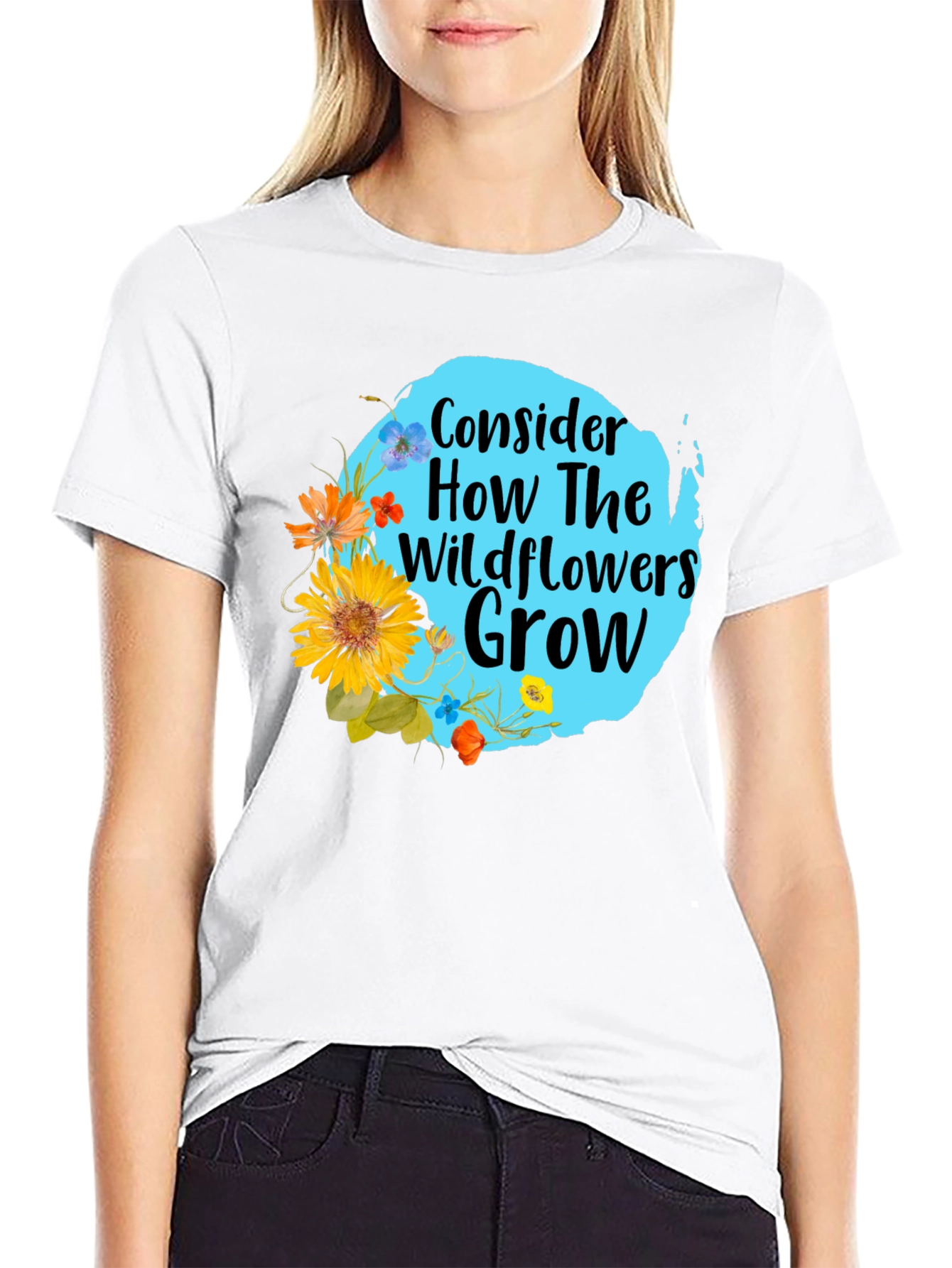 Black Wildflower Graphic Tee - Consider How They Grow view 9