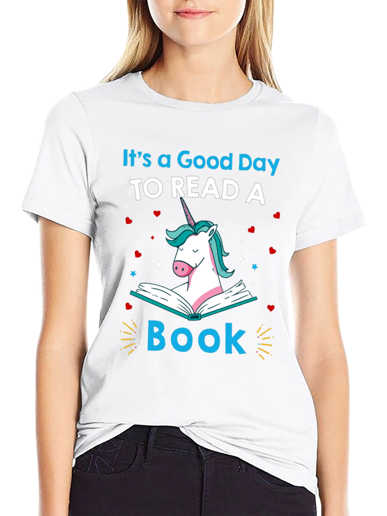 Black Unicorn Reading Book T-Shirt view 9
