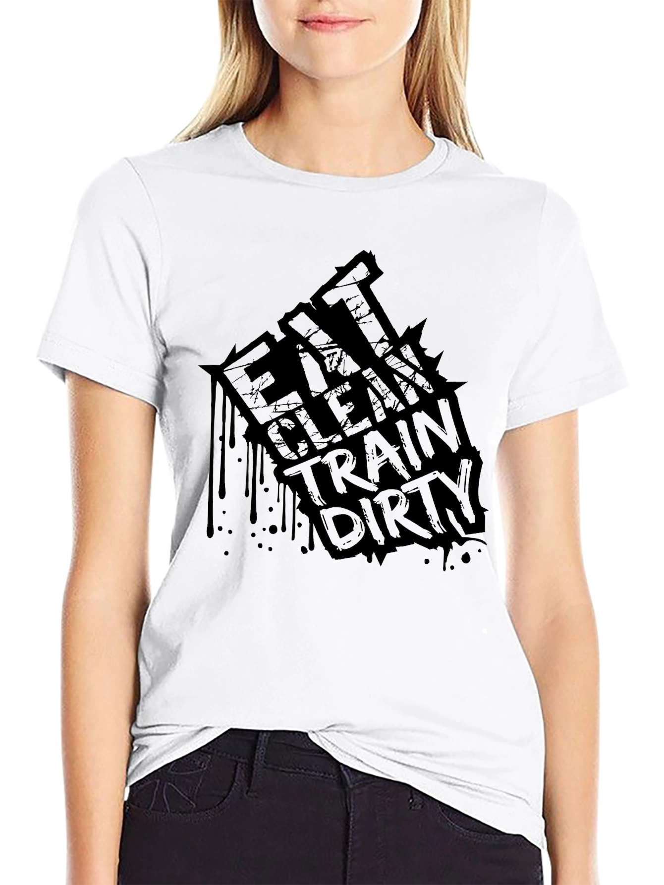 Black Eat Clean Train Dirty Graphic Tee view 9