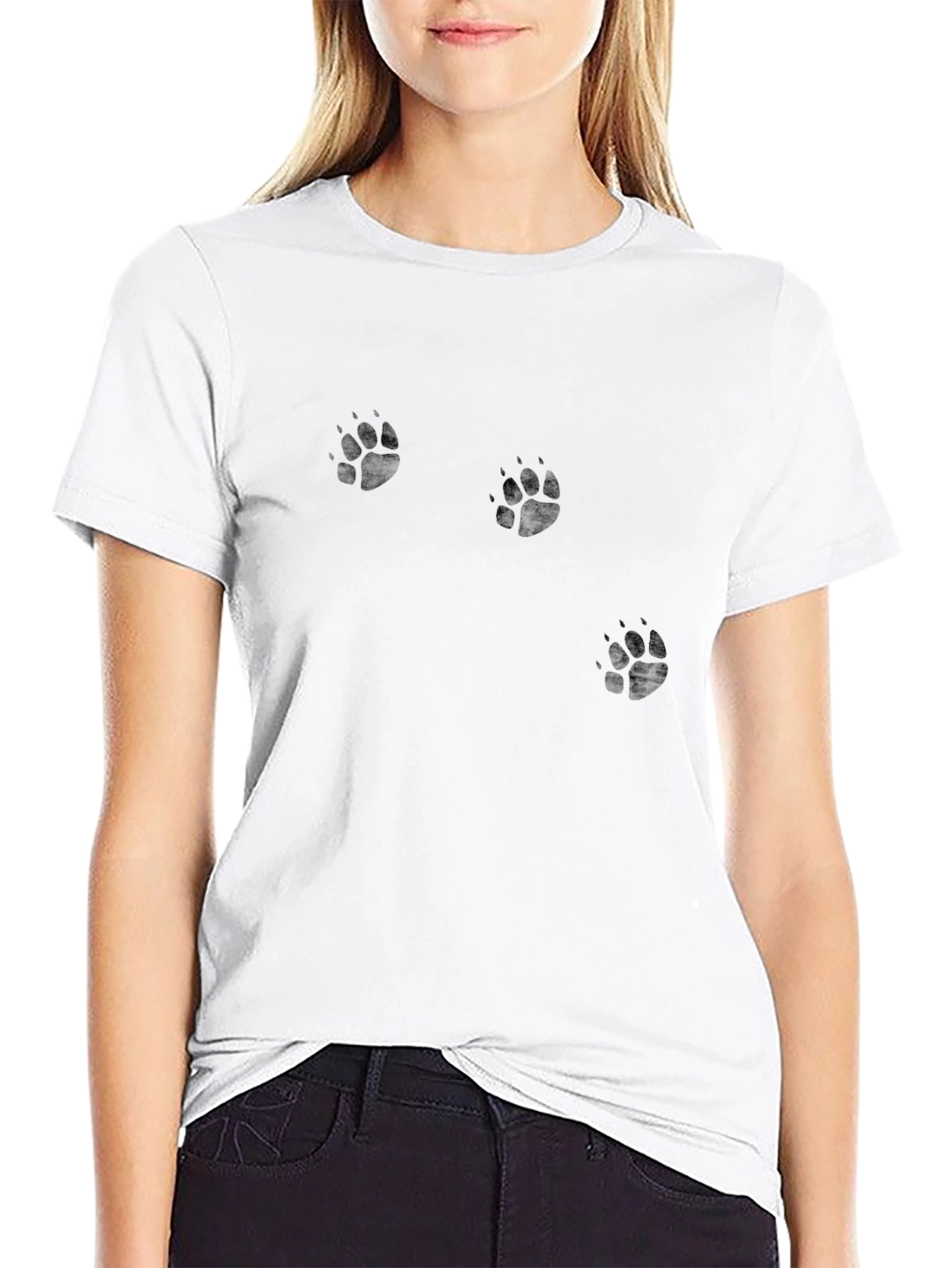 Black Men's Black Paw Print T-Shirt view 9