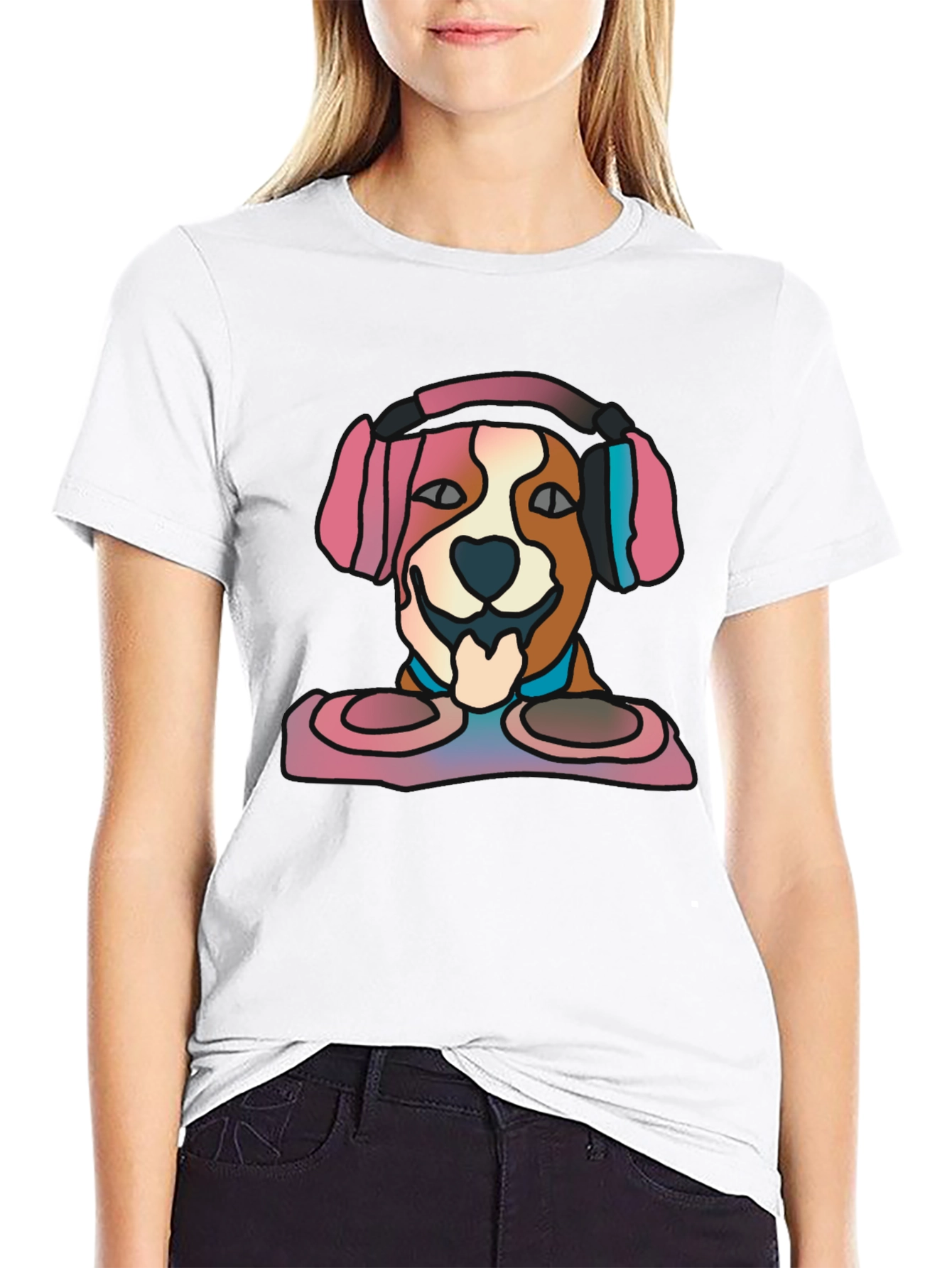 Black DJ Dog Graphic Tee - Stylish Music Lover's T-Shirt view 9