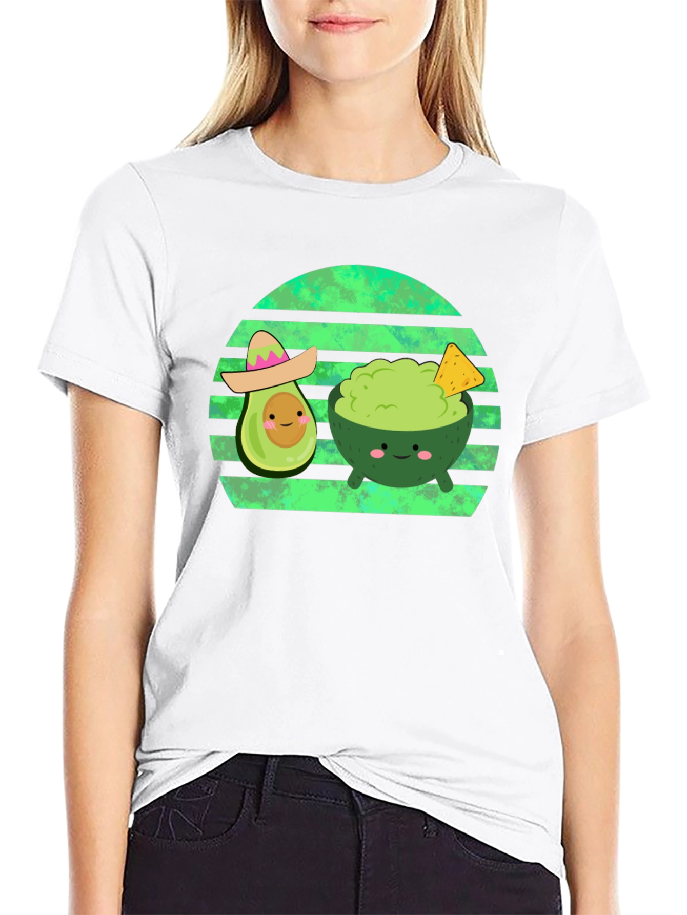 Black Cute Avocado Guac T-Shirt - Foodie Fun! view 9