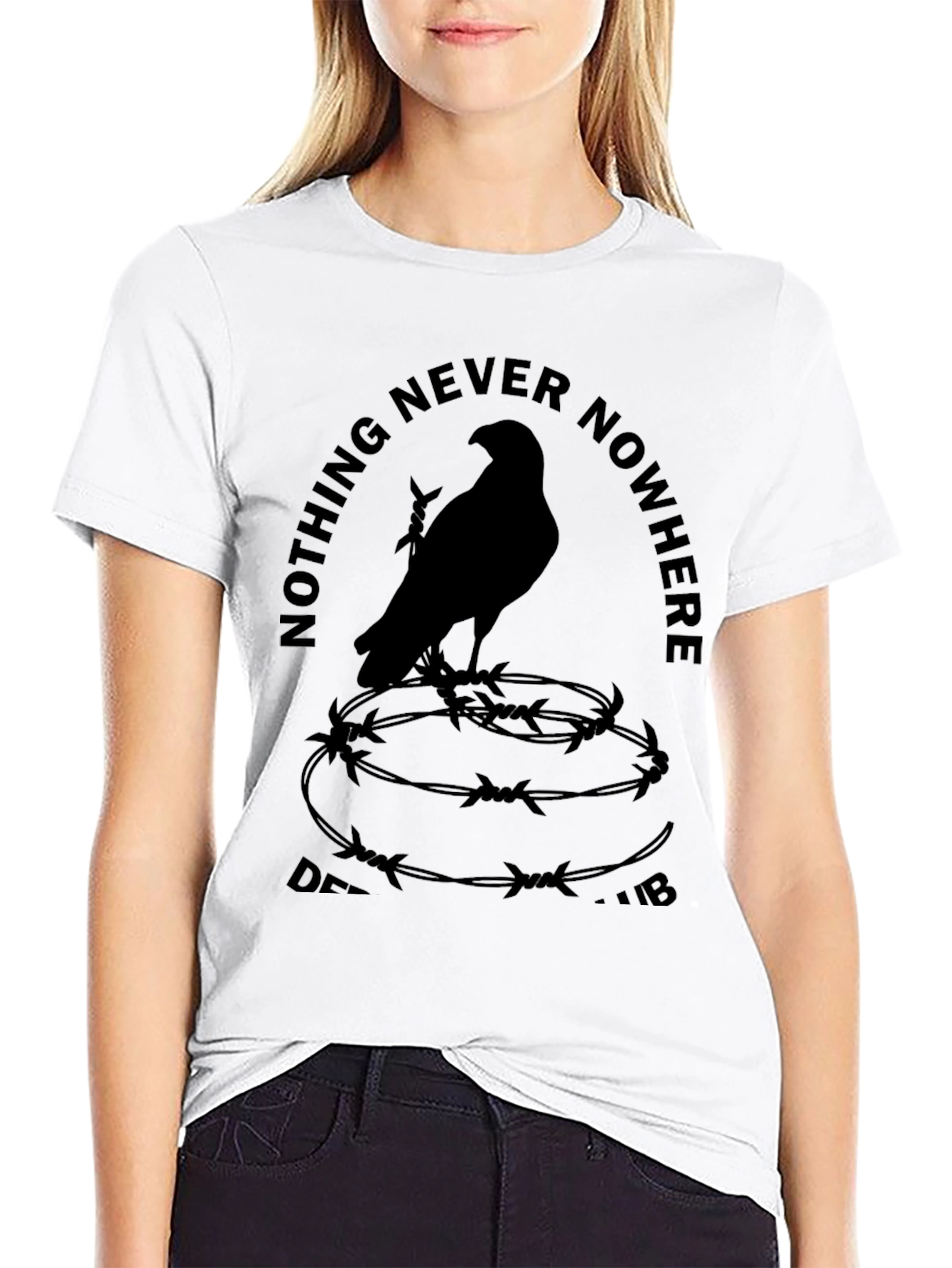 Black Nothing Never Nowhere Black Graphic T-Shirt view 9