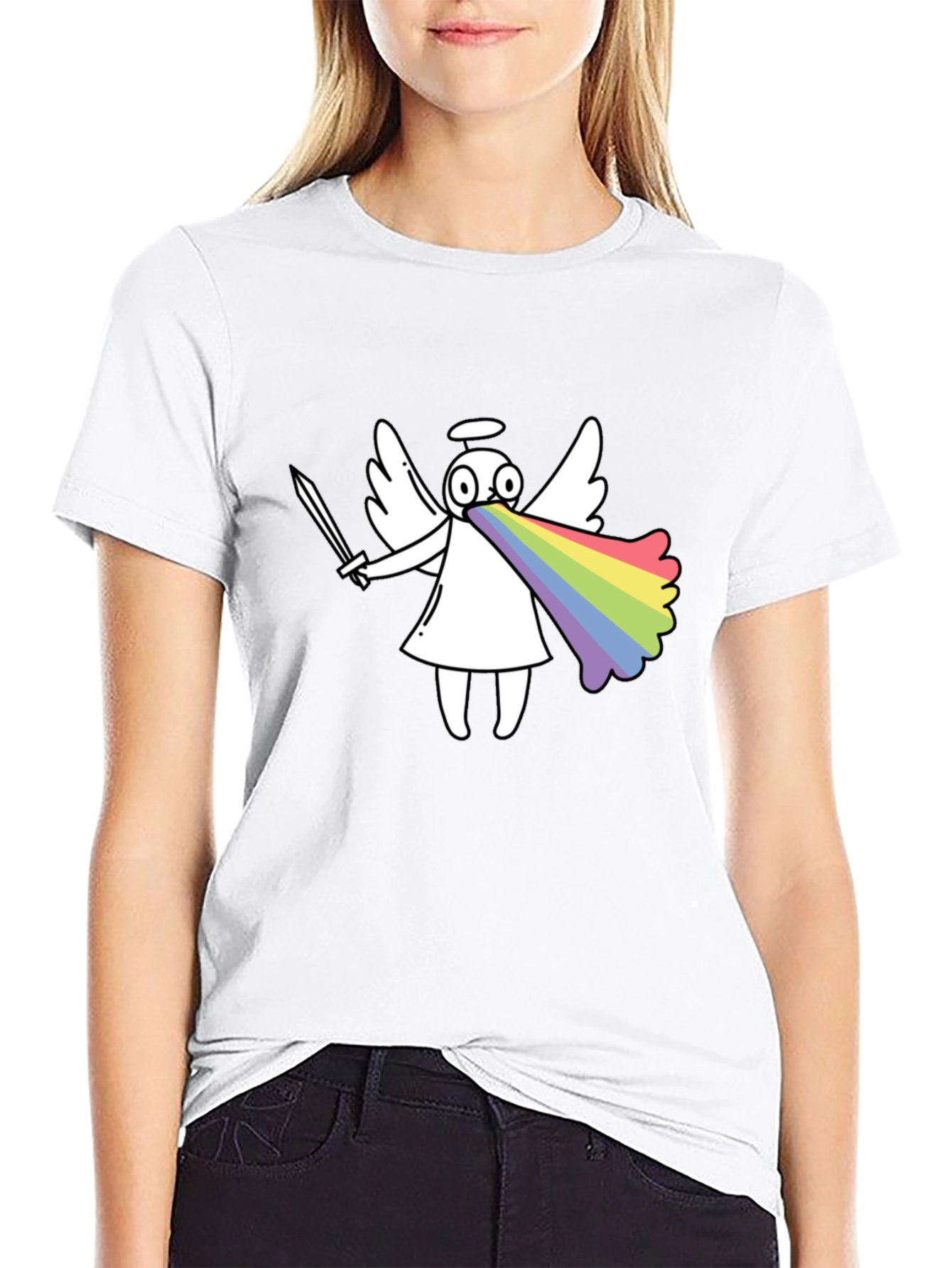 Black Rainbow Angel Graphic T-Shirt view 9