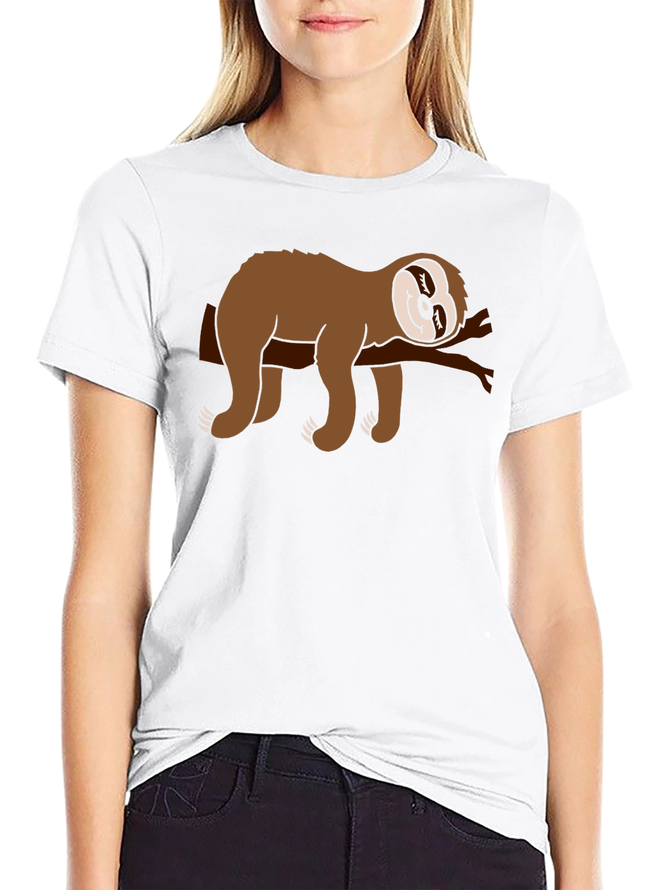 Black Chill Sloth Graphic Tee - Comfy Black T-Shirt view 9