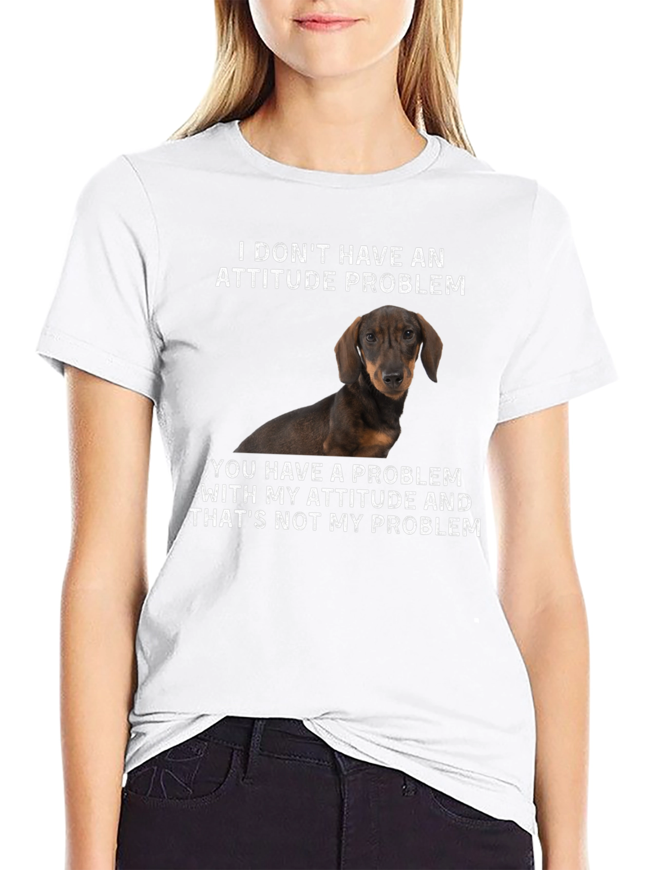 Black Funny Dachshund Attitude T-Shirt view 9