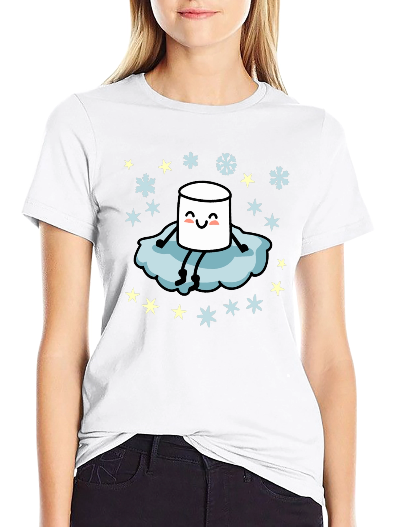 Black Marshmallow on Cloud T-Shirt view 9