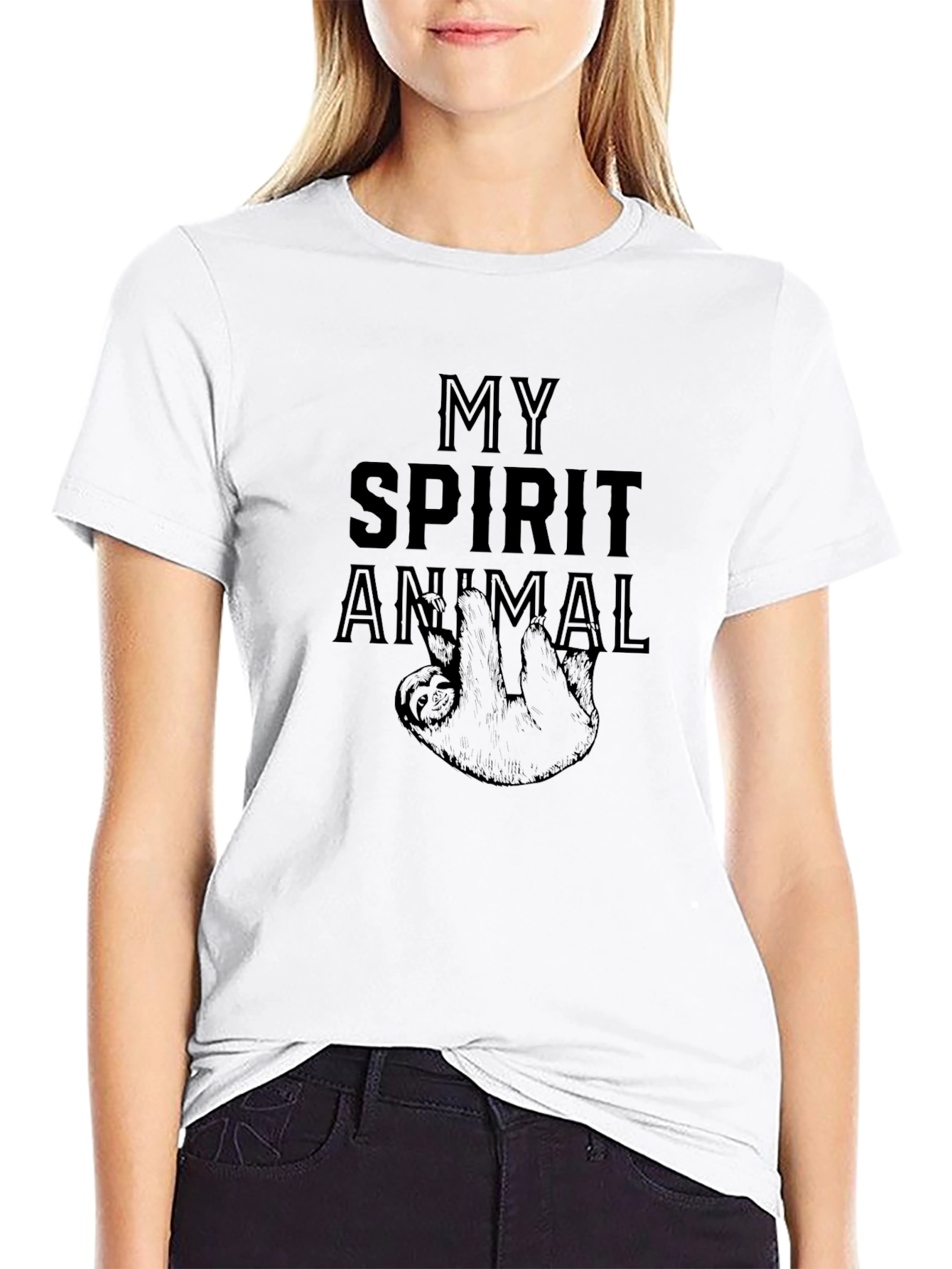 Black My Spirit Animal Sloth Graphic T-Shirt view 9