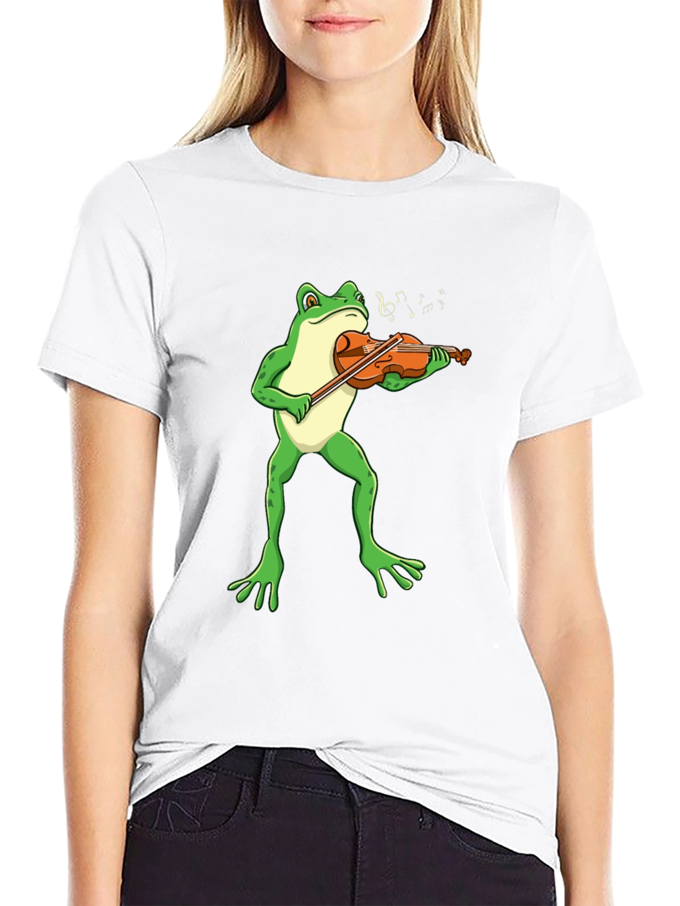Black Frog Violinist T-Shirt - Funny Music Tee view 9