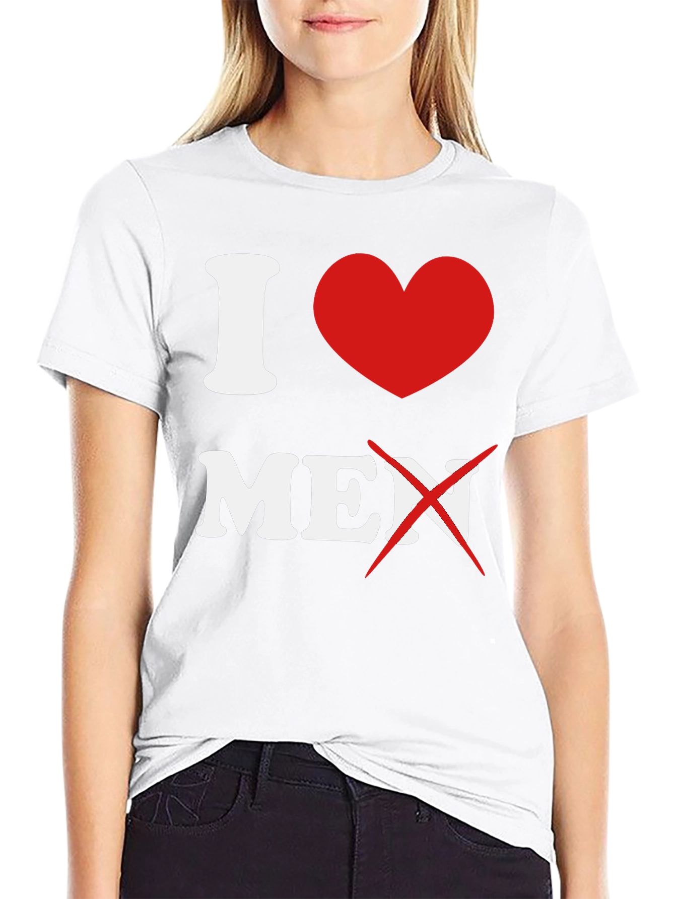 Black I Heart No Men Graphic T-Shirt view 9