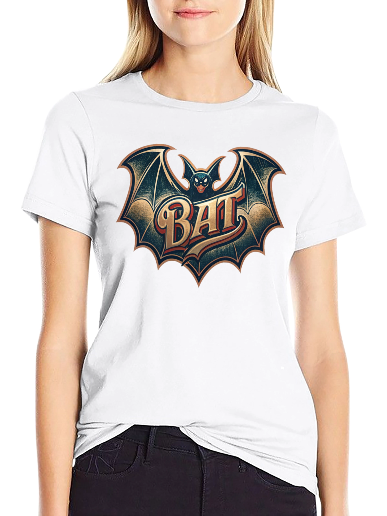Black Vintage Bat Graphic Tee - Classic Cool Style view 9