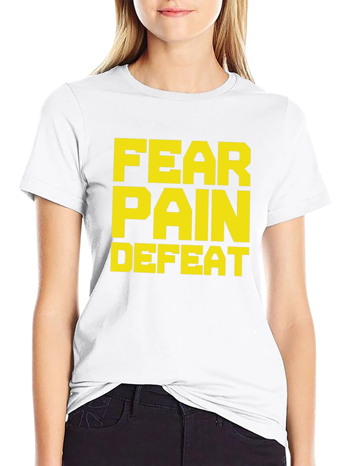 Black Fear Pain Defeat Graphic Tee - Black view 9