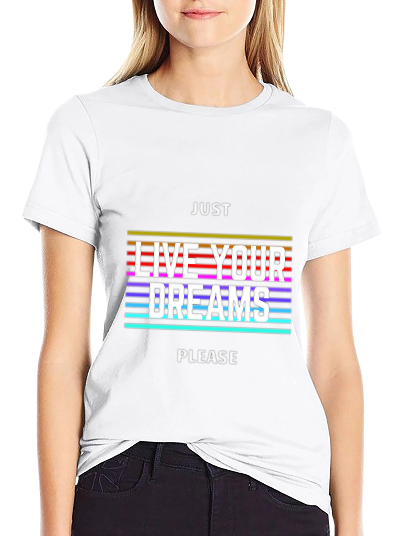 Black Just Live Your Dreams Graphic Tee view 9