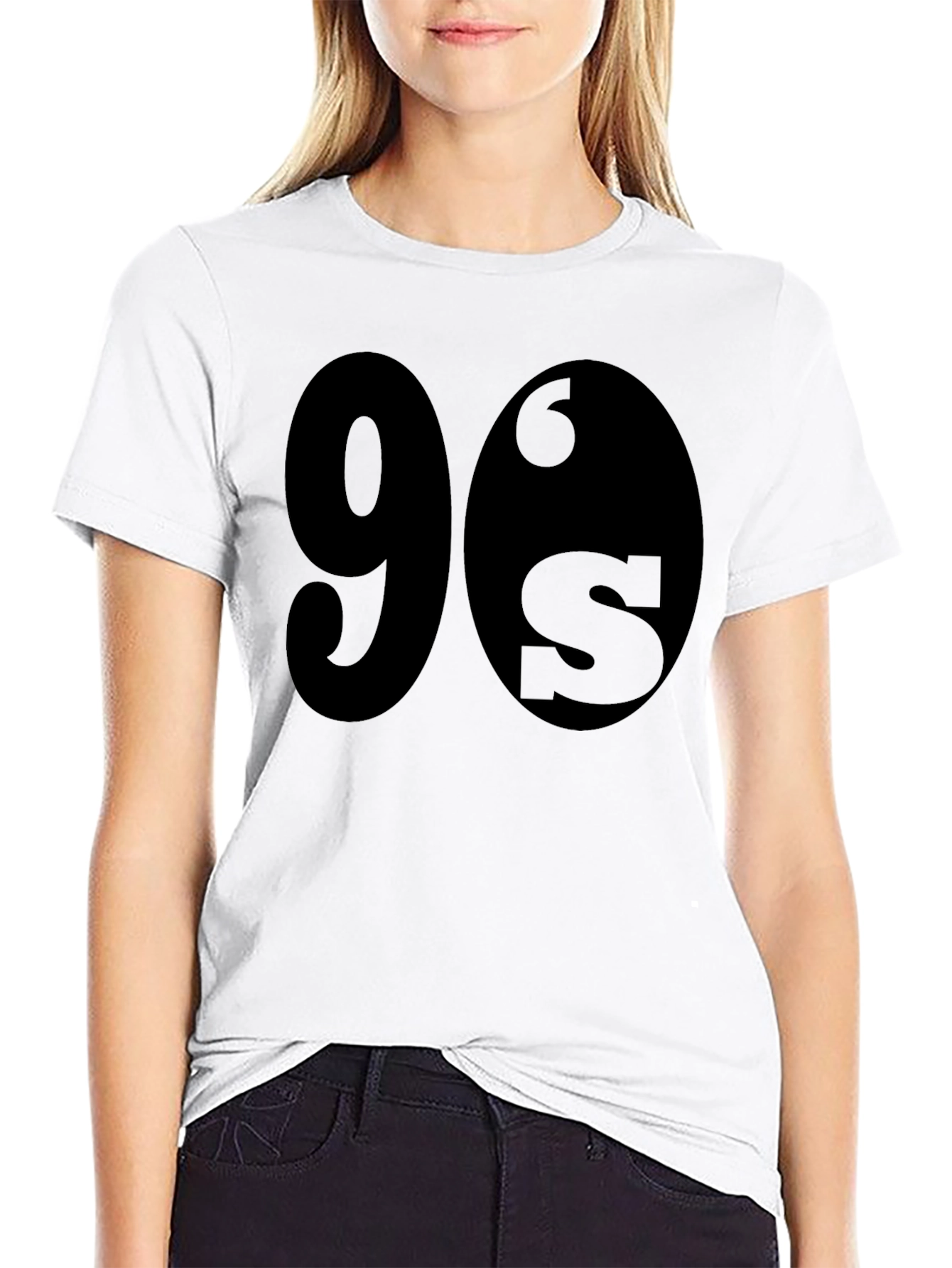 Black 90's Style Black Crewneck T-Shirt view 9