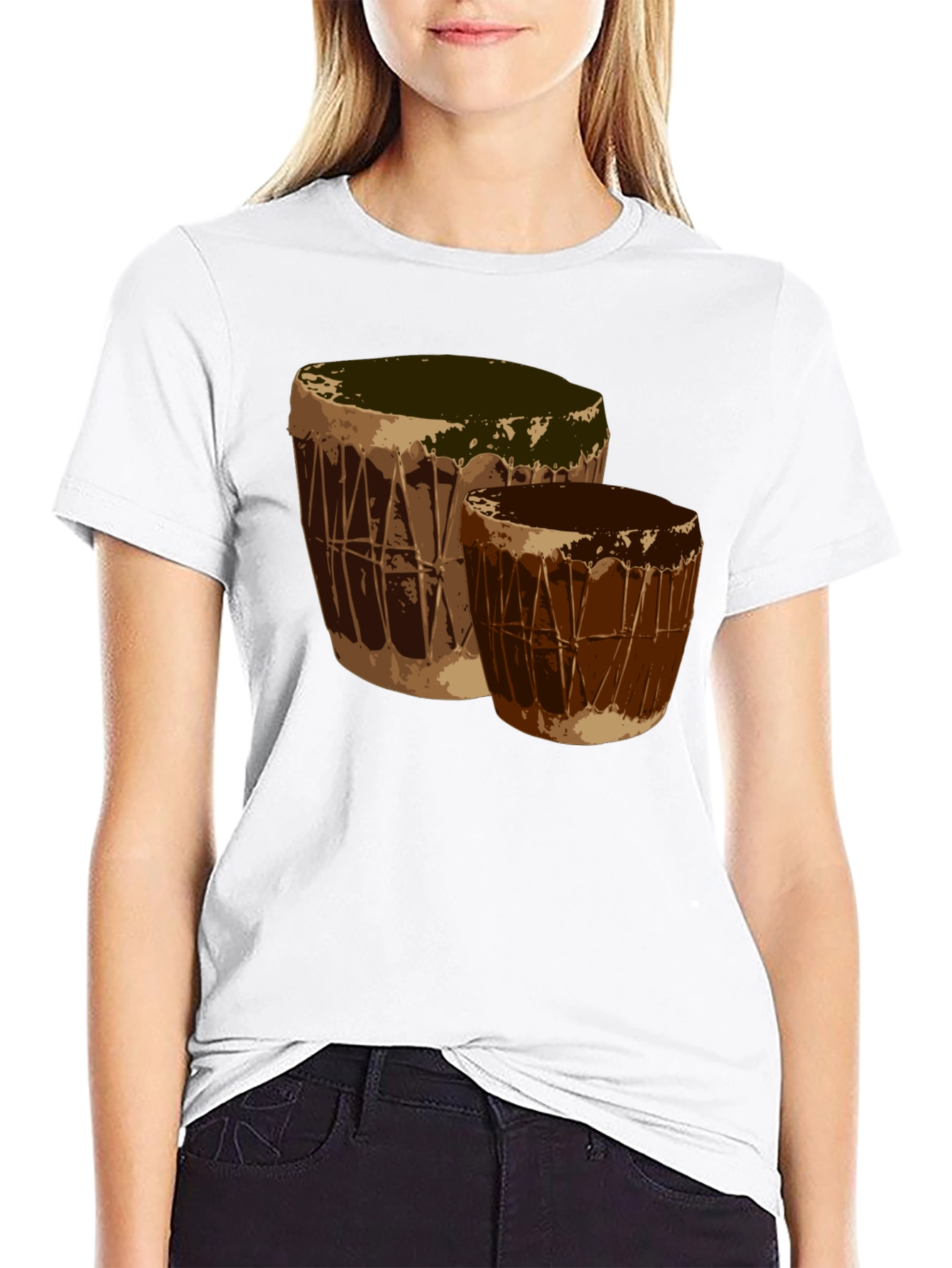 Black Stylish Drums Graphic Black T-Shirt view 9