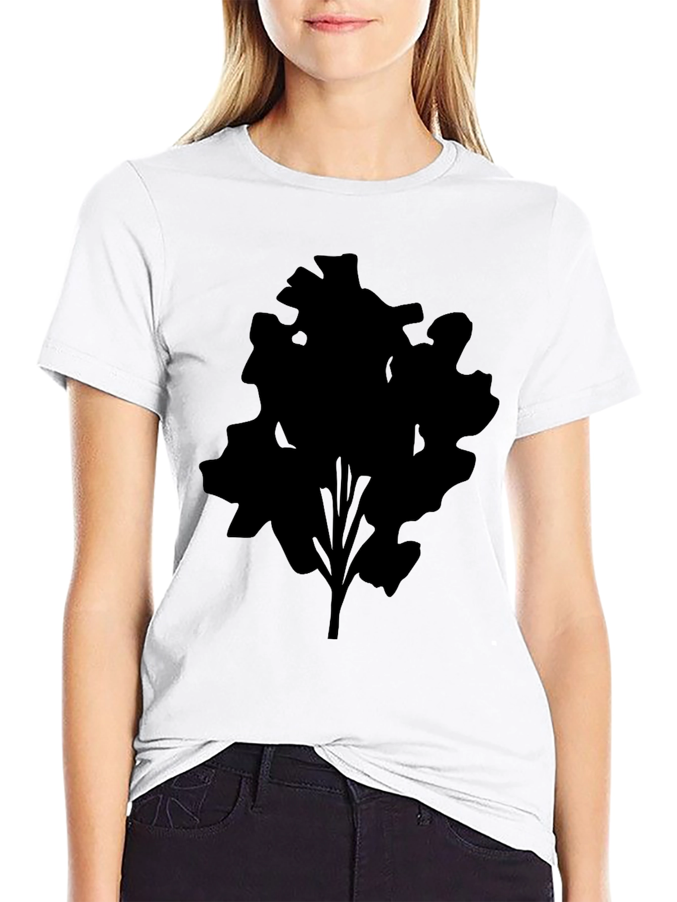 Black Men's Black T-Shirt with Abstract Tree Silhouette Design view 9