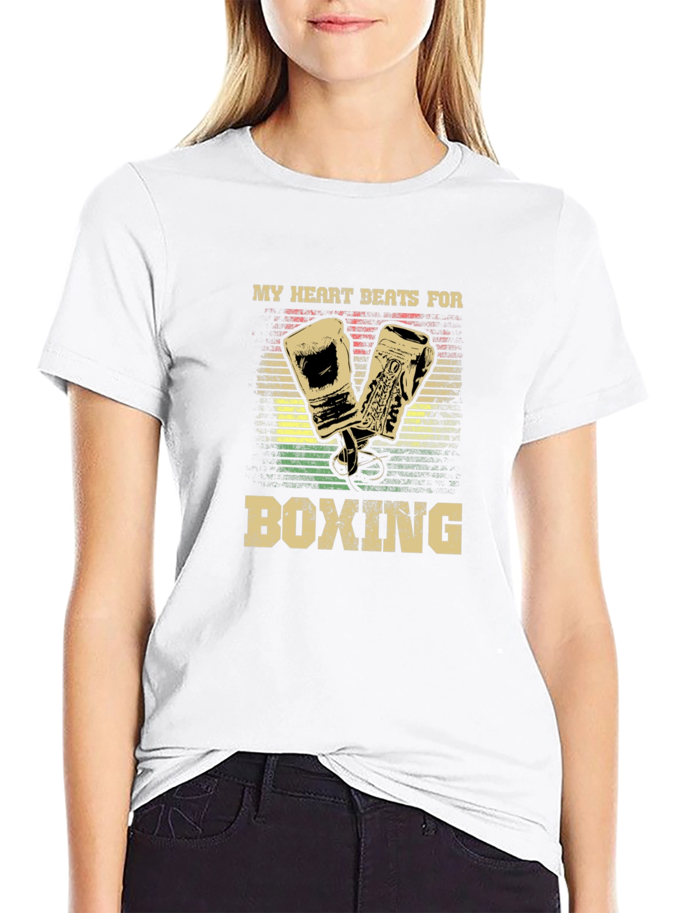 Black My Heart Beats For Boxing Graphic Tee view 9