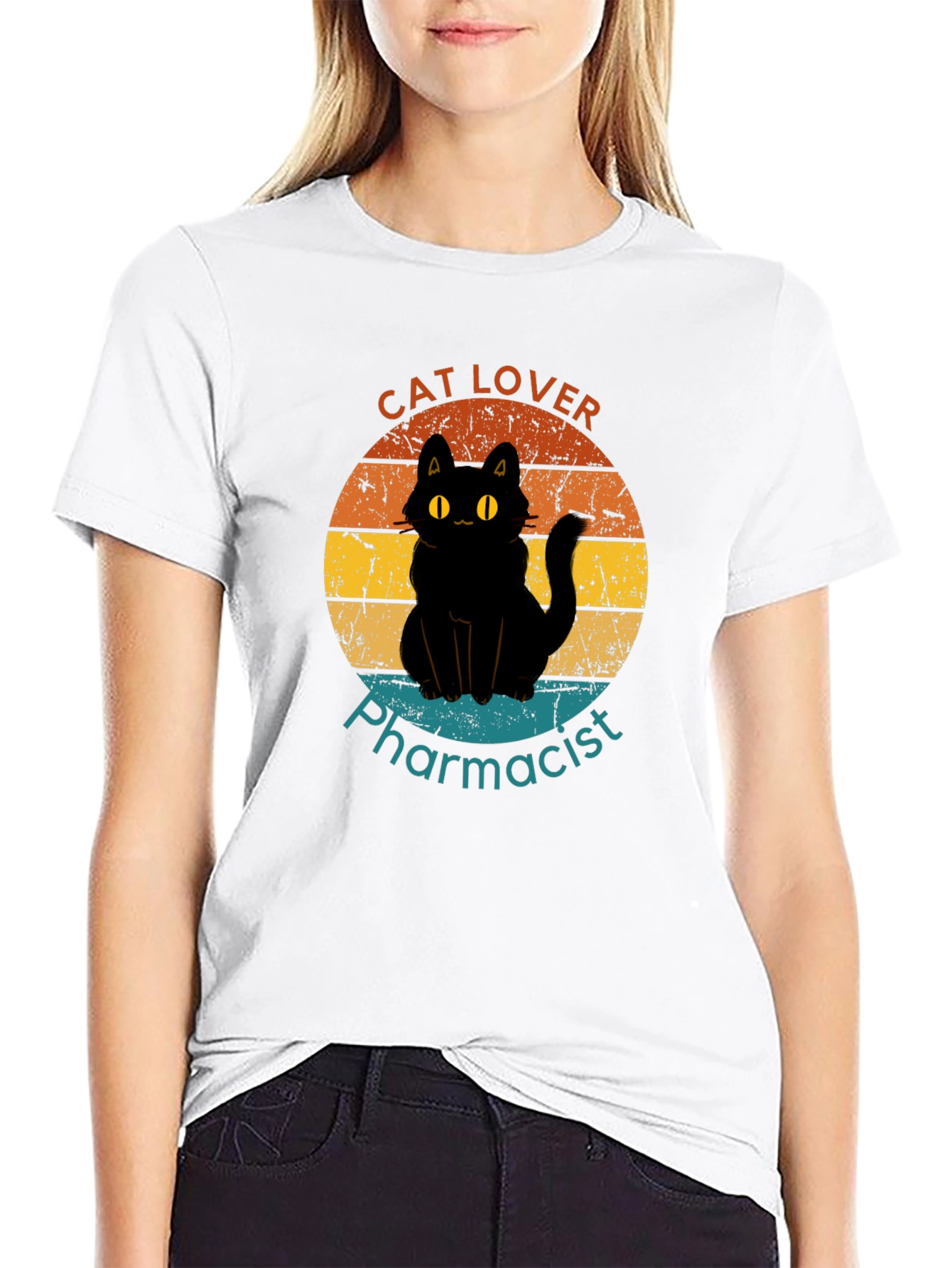 Black Cat Lover Pharmacist T-Shirt view 9