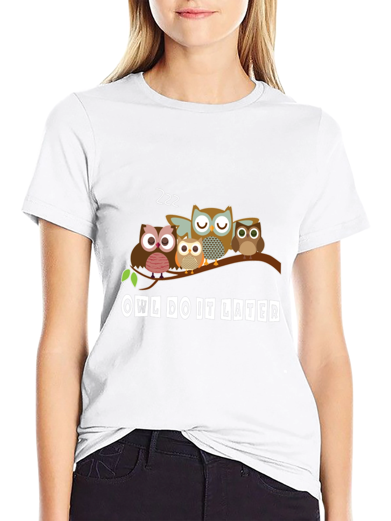 Black Owl Do It Later T-Shirt - Funny Animal Tee view 9