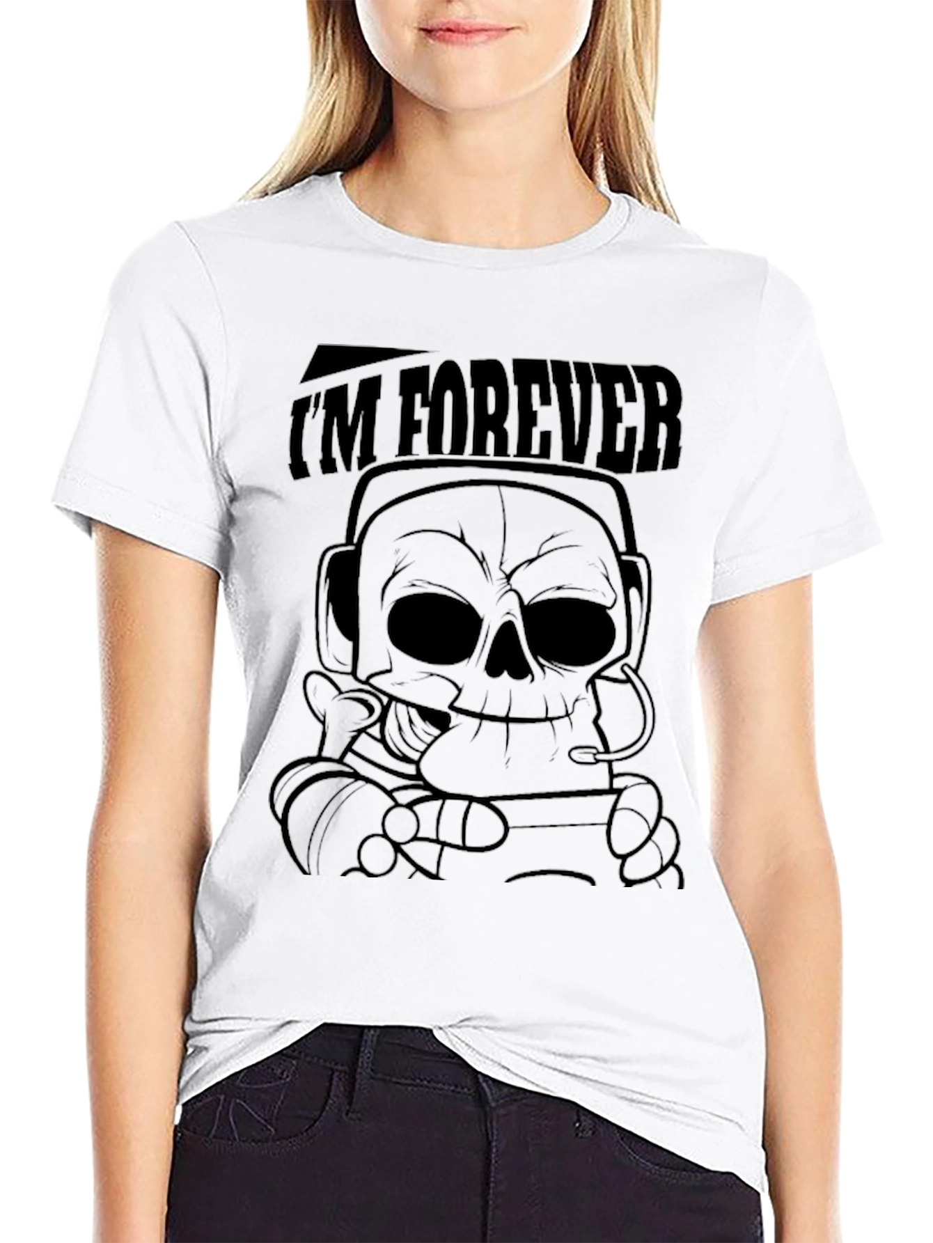 Black I'm Forever Skull Graphic Black T-Shirt view 9