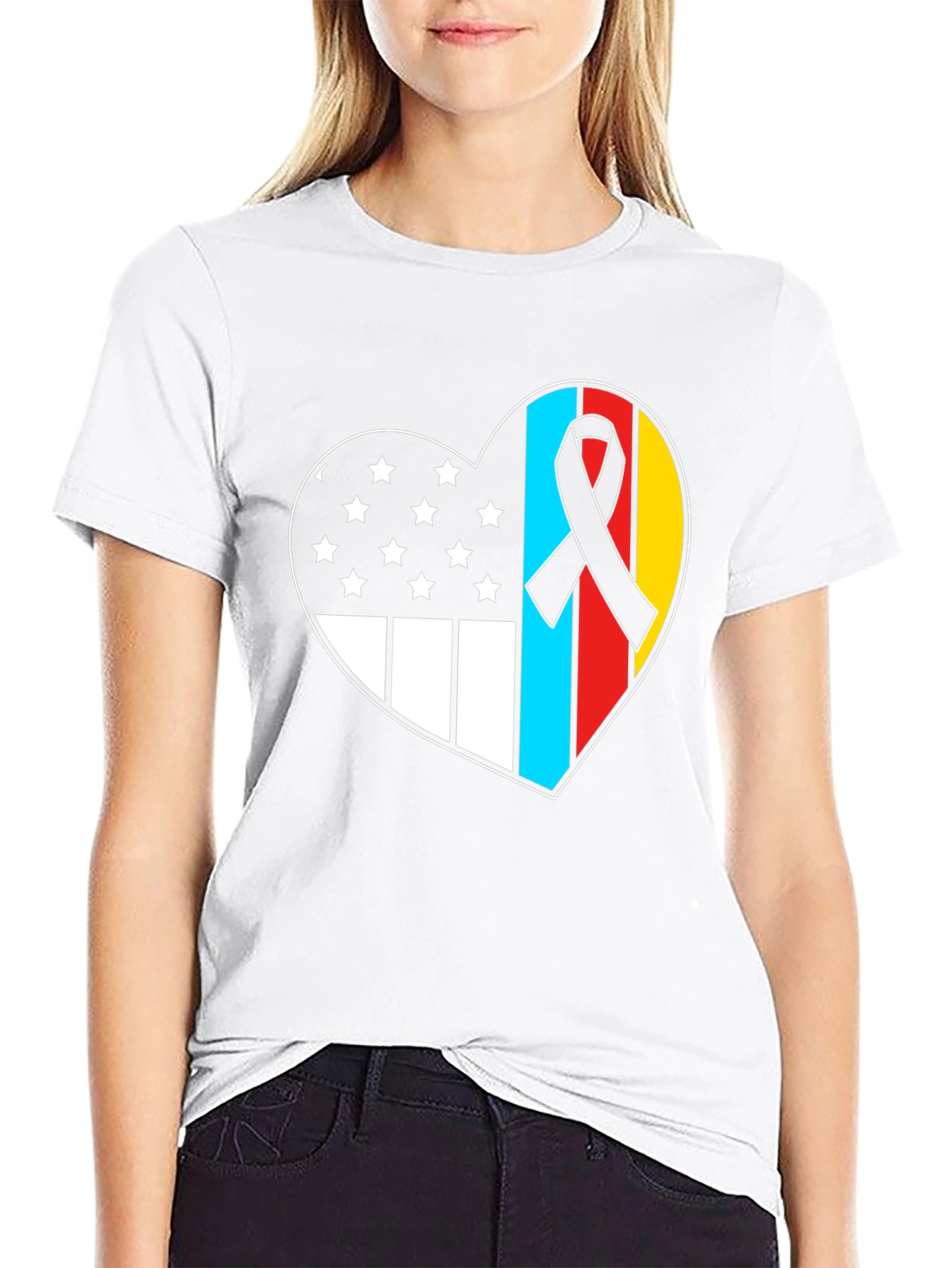 Black Heart Flag Patriotic T-Shirt view 9
