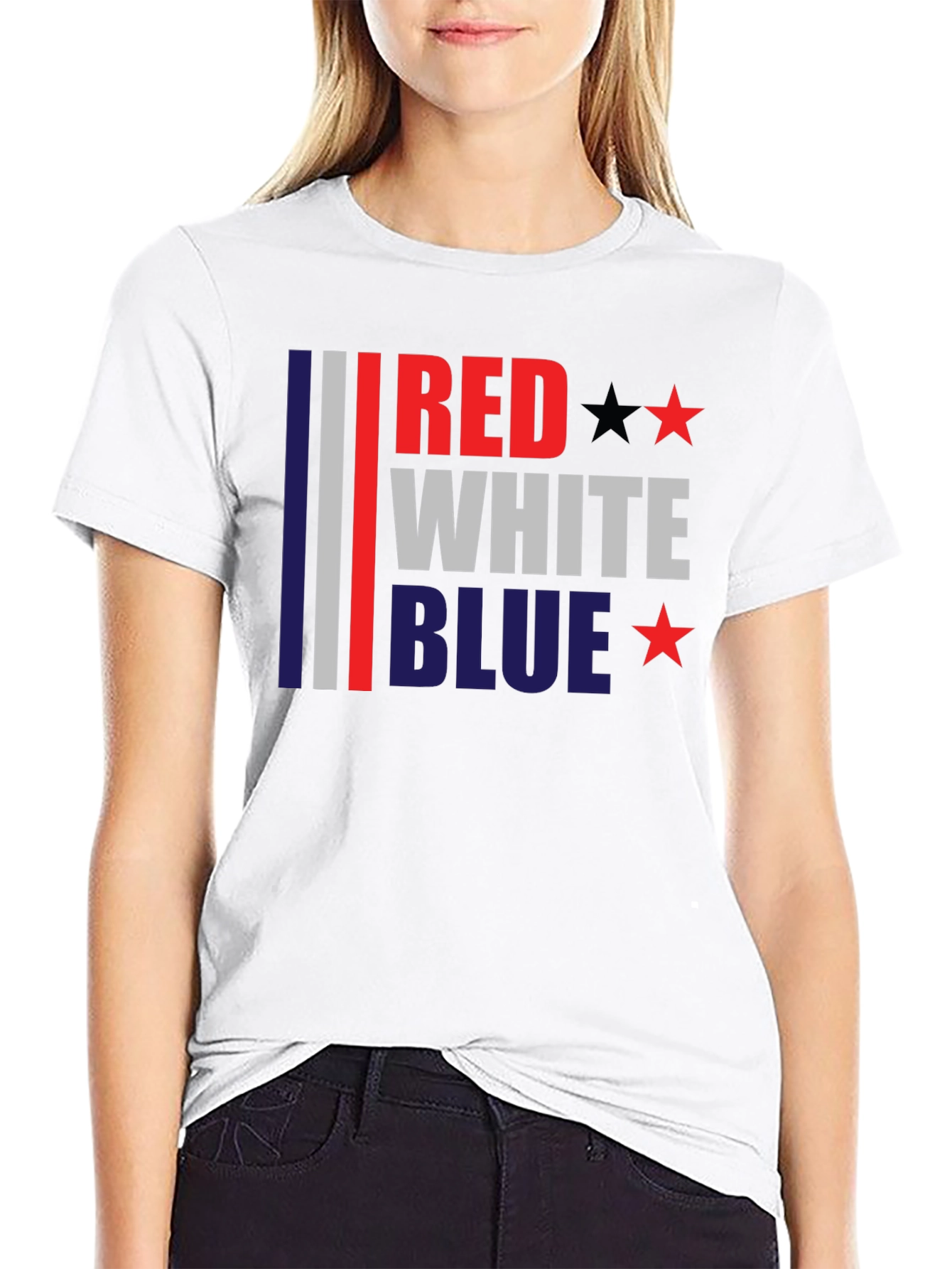 Black Red White Blue Patriotic T-Shirt view 9
