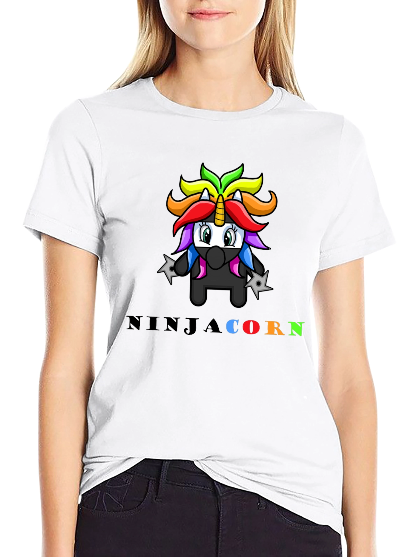 Black Ninja Unicorn Graphic T-Shirt view 9
