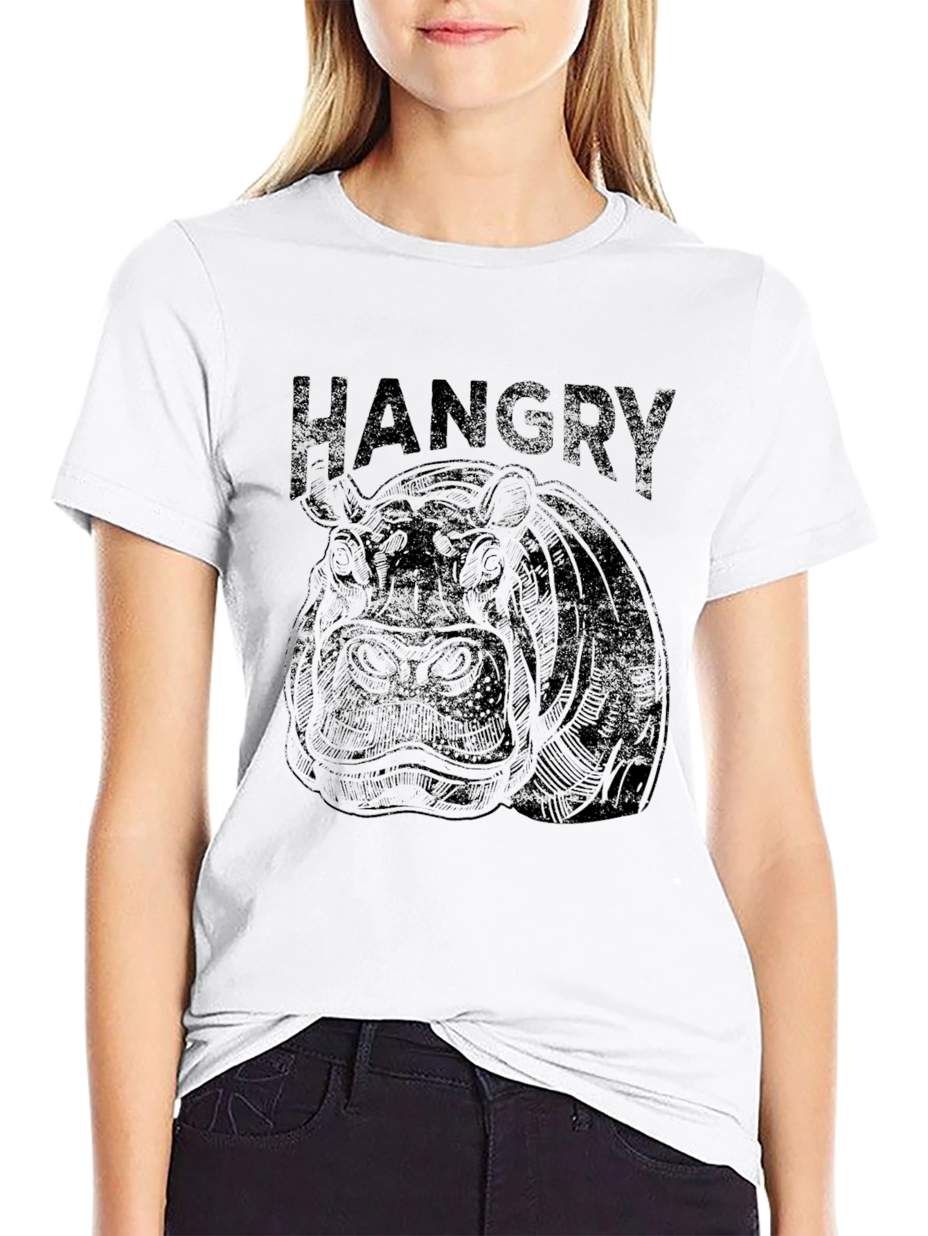 Black Hangry Graphic Tee - Black Cotton Blend view 9