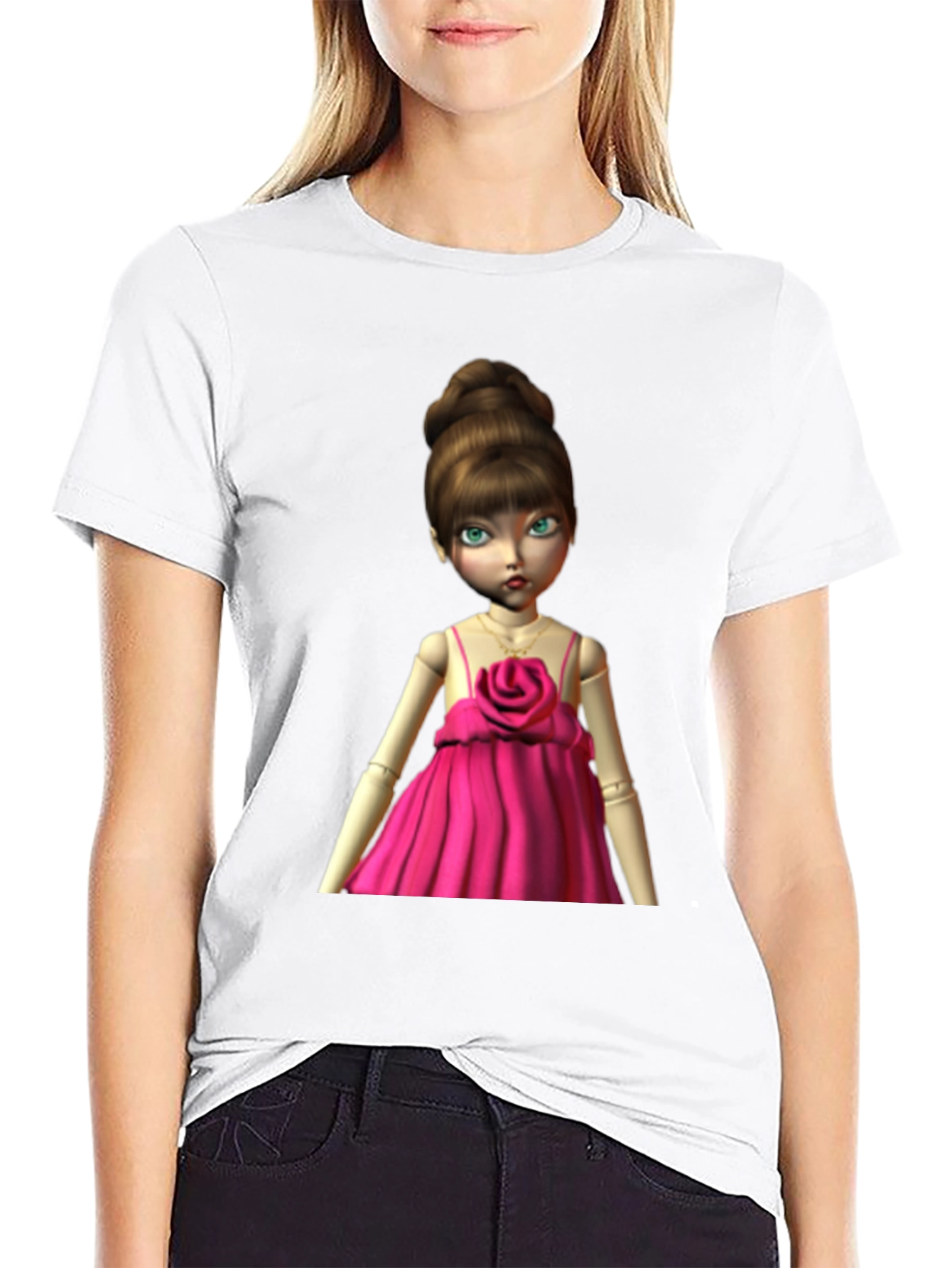 Black Doll in Pink Dress Graphic T-Shirt view 9