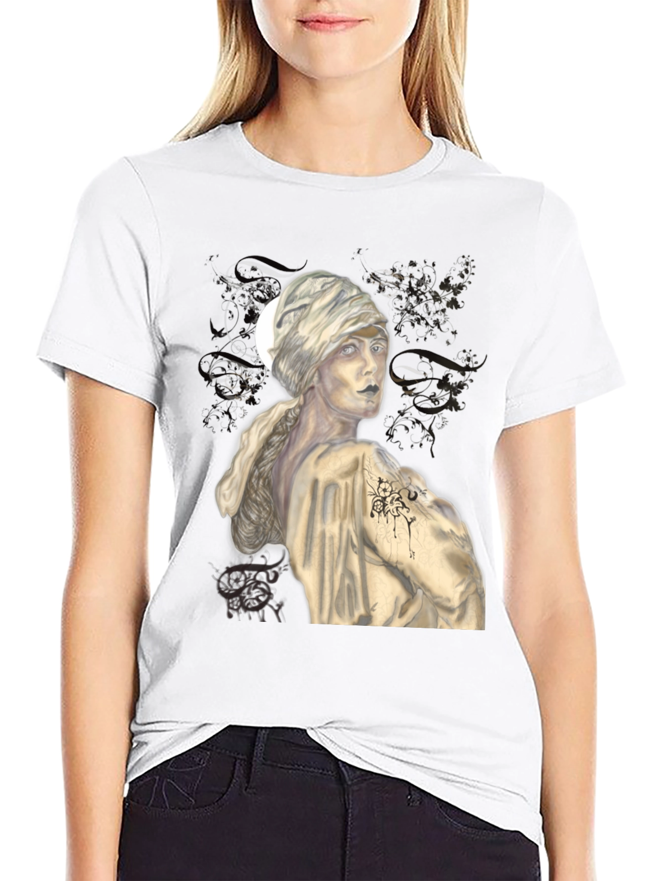 Black Mystic Muse Graphic Tee - Unisex Black T-Shirt view 9