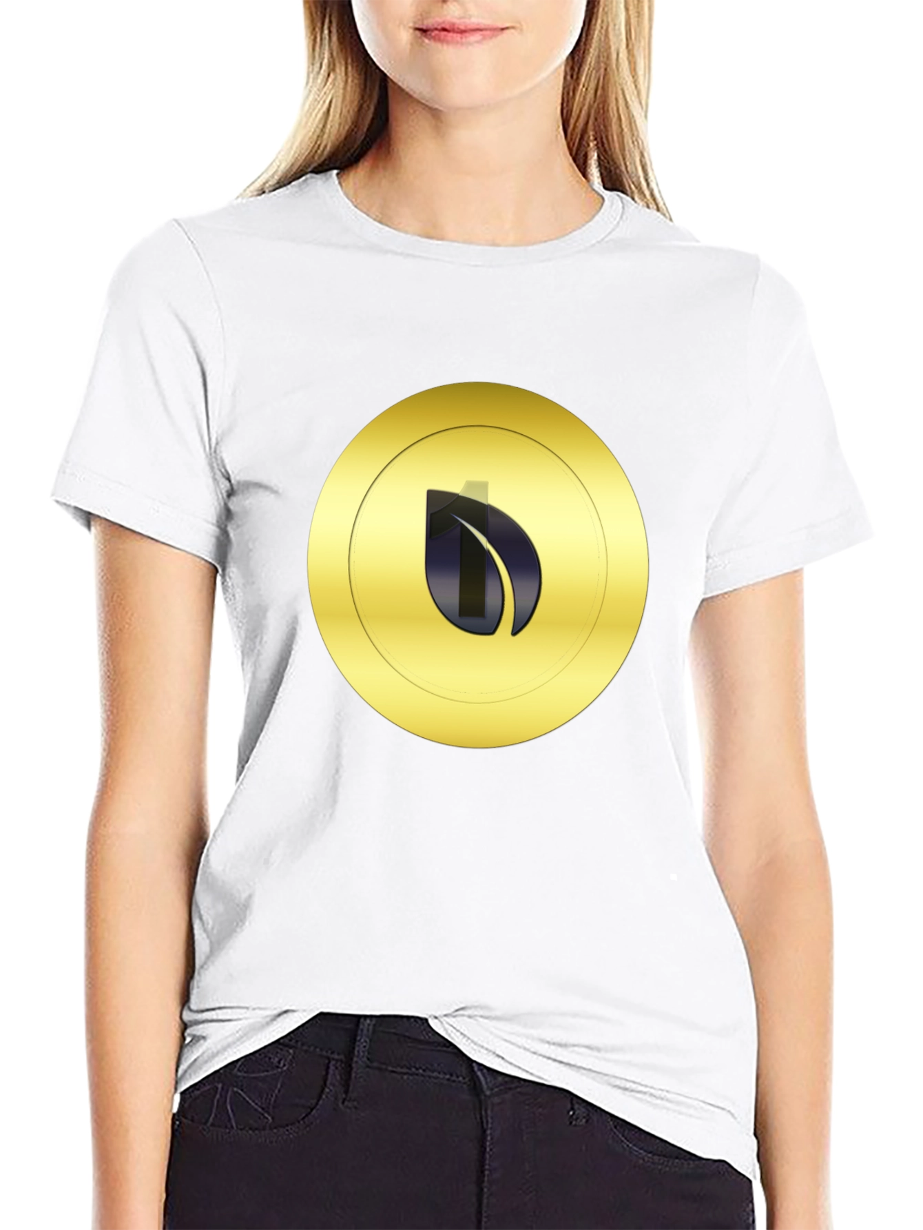 Black Black T-Shirt with Gold Leaf Emblem view 9